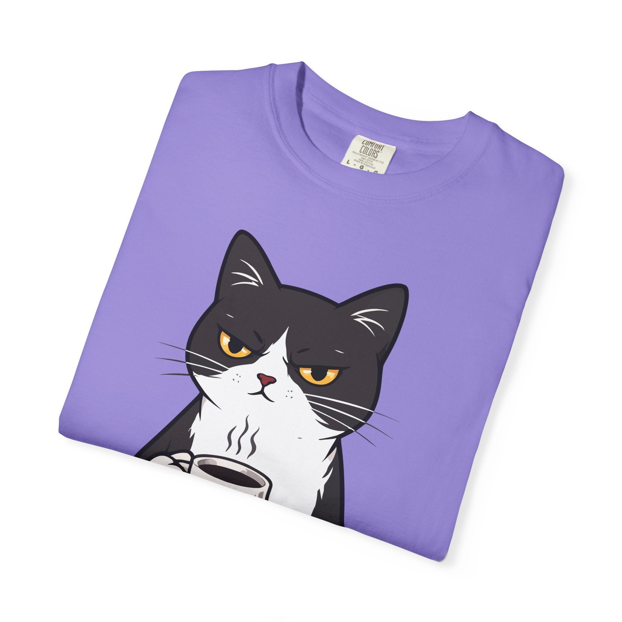 Funny Cat Coffee T-Shirt – “Coffee Because Murder Is Wrong” | Sarcastic Cat Lover Graphic Tee