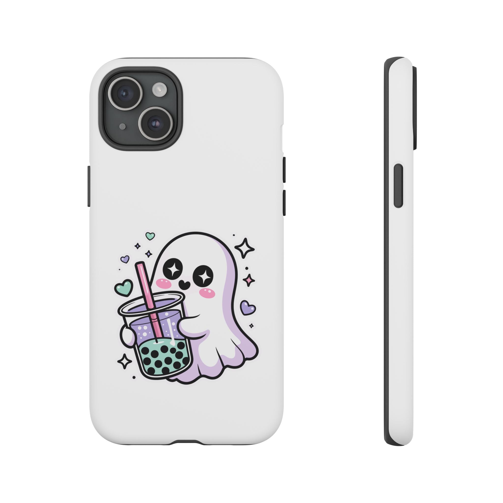 Cute Ghost Boba Phone Case – Kawaii Bubble Tea Ghost Cover | Spooky Cute Aesthetic Case