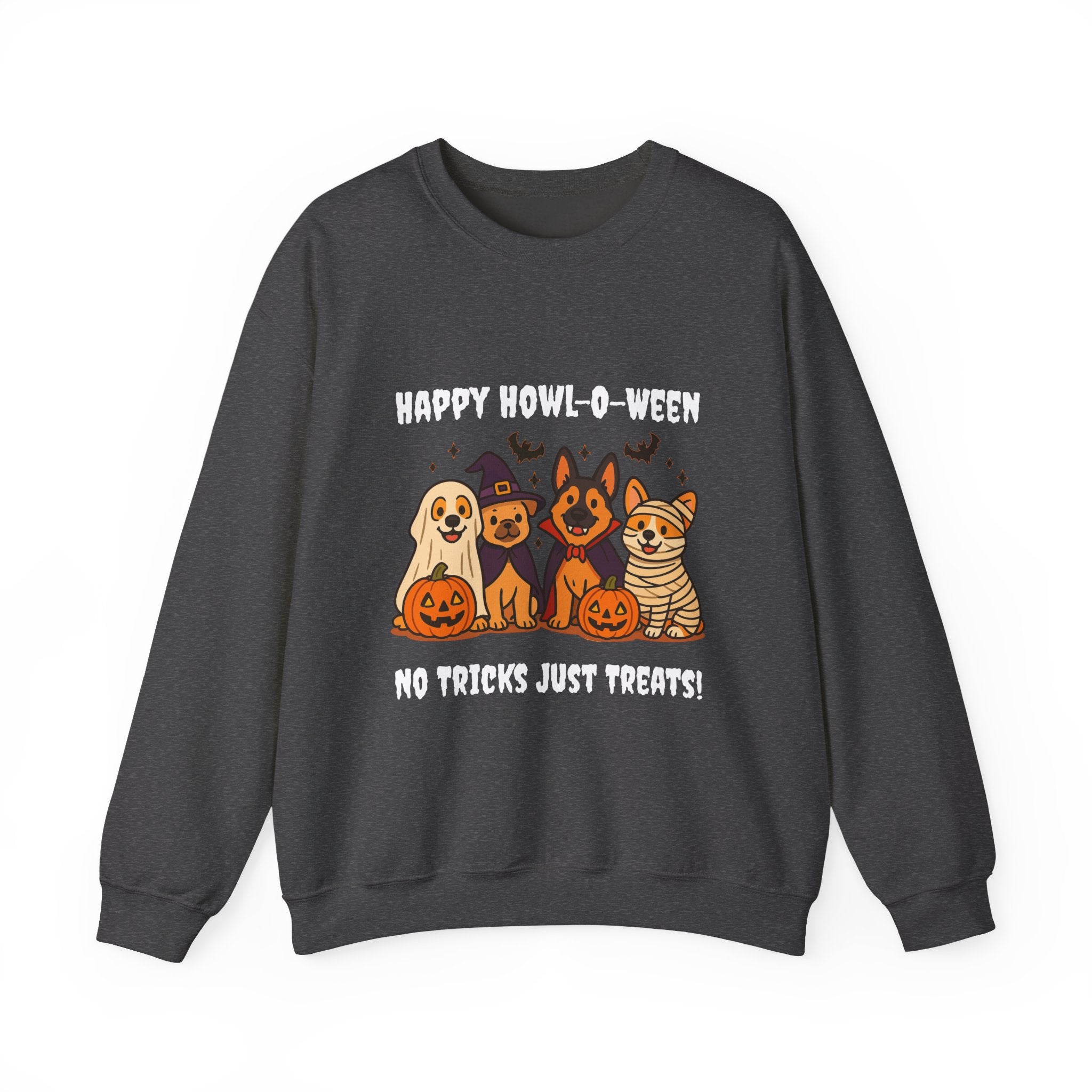 Funny Dog Halloween Sweatshirt – Happy Howl-O-Ween Dog Costume Graphic Sweatshirt | Cute Dog Halloween Party Sweatshirt
