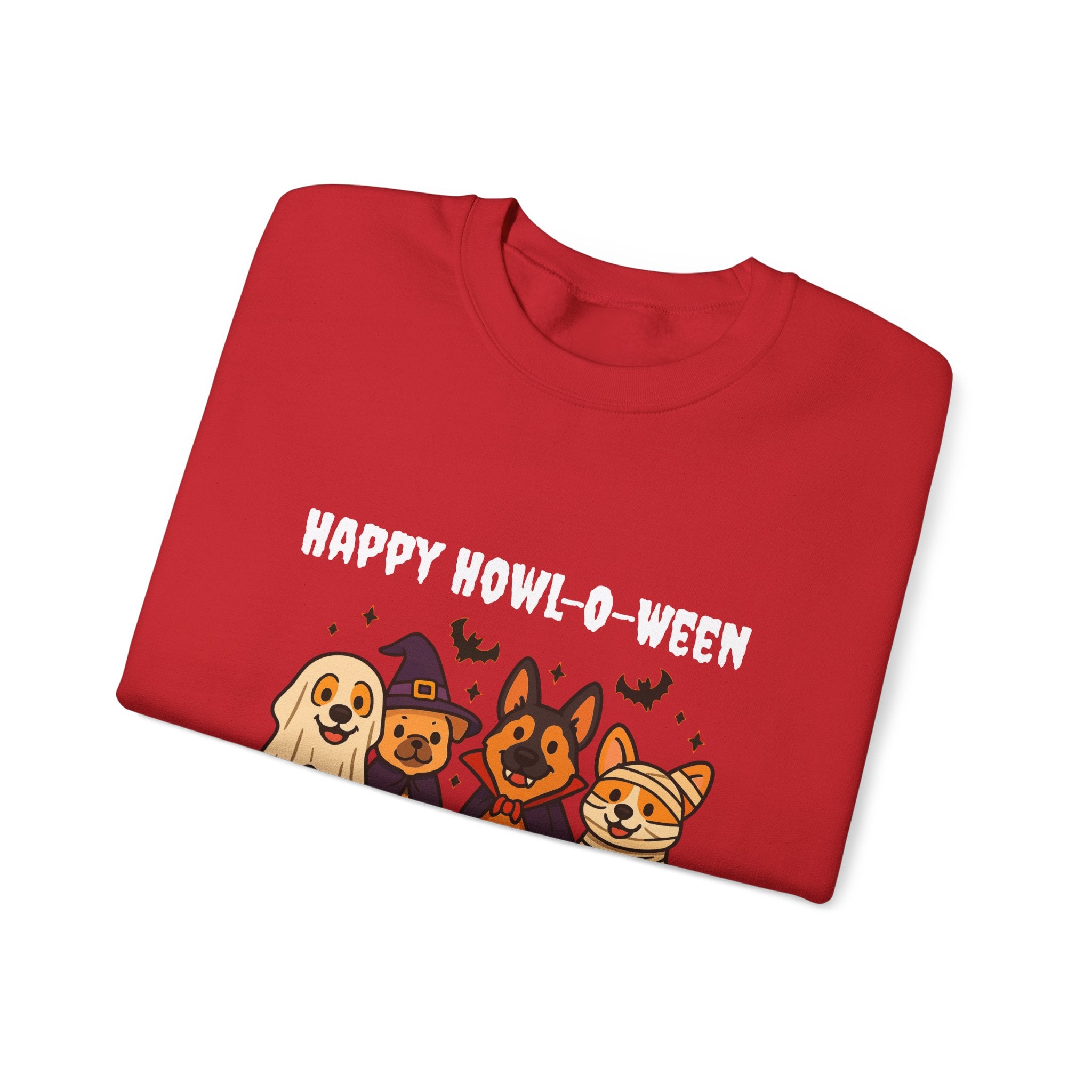 Funny Dog Halloween Sweatshirt – Happy Howl-O-Ween Dog Costume Graphic Sweatshirt | Cute Dog Halloween Party Sweatshirt