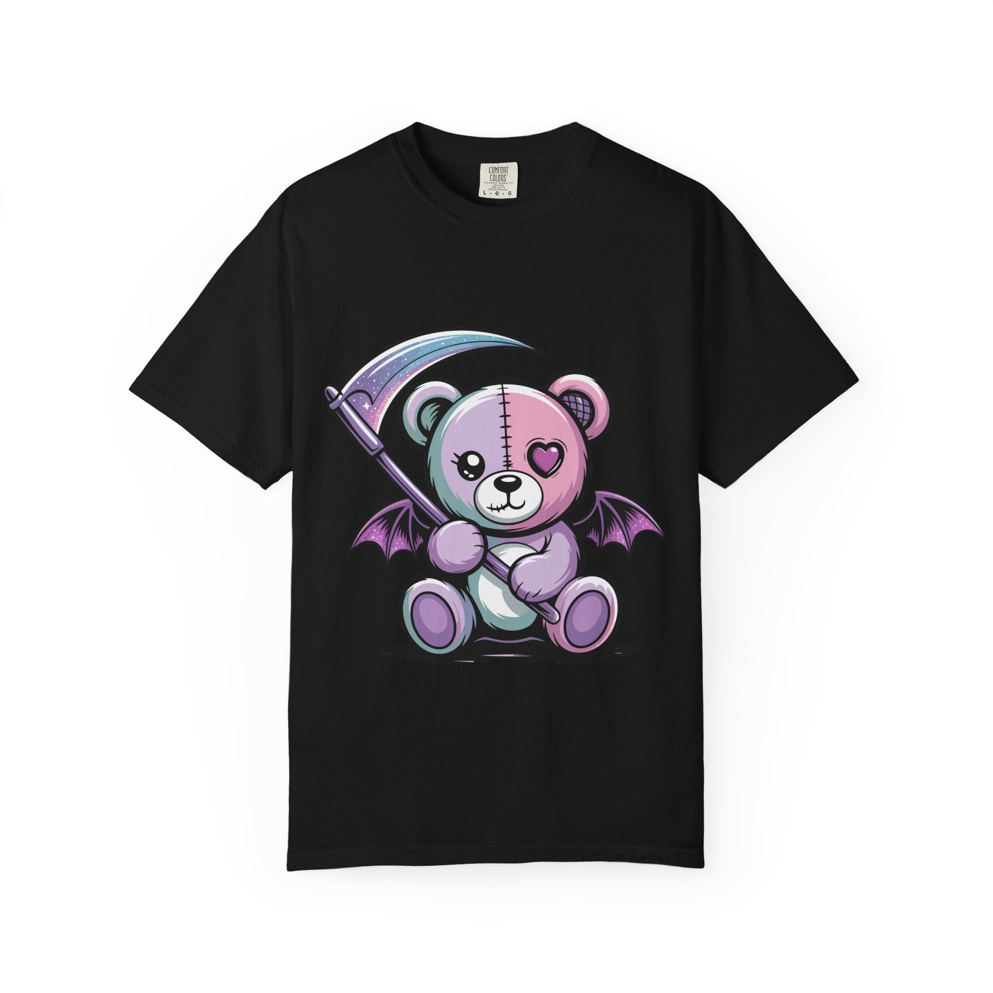 Pastel Goth Teddy Bear T-Shirt – Cute Dark Aesthetic Bear with Scythe | Creepy Cute Kawaii Goth Graphic
