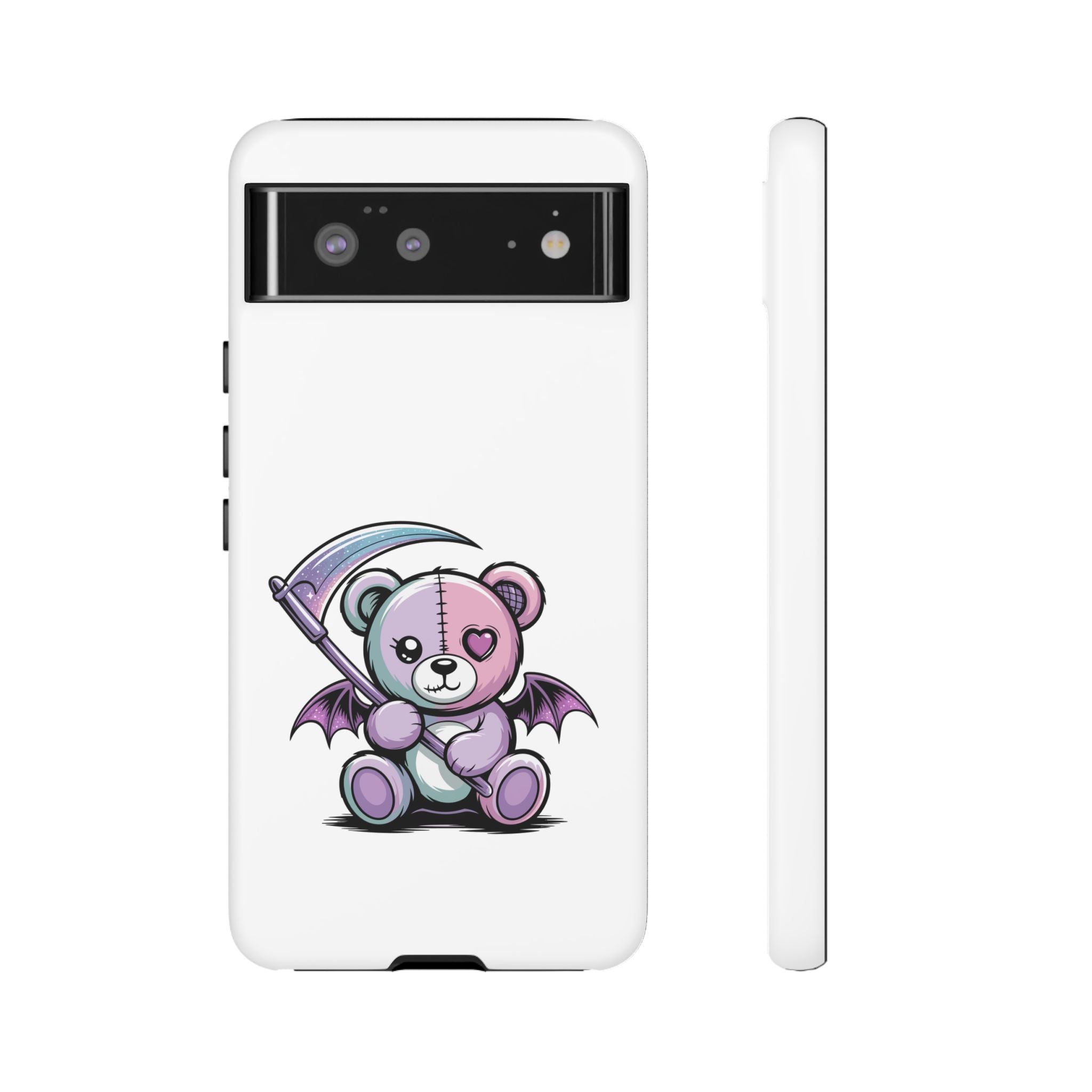 Pastel Goth Teddy Bear Phone Case – Creepy Cute Winged Bear with Scythe | Kawaii Goth Aesthetic Case