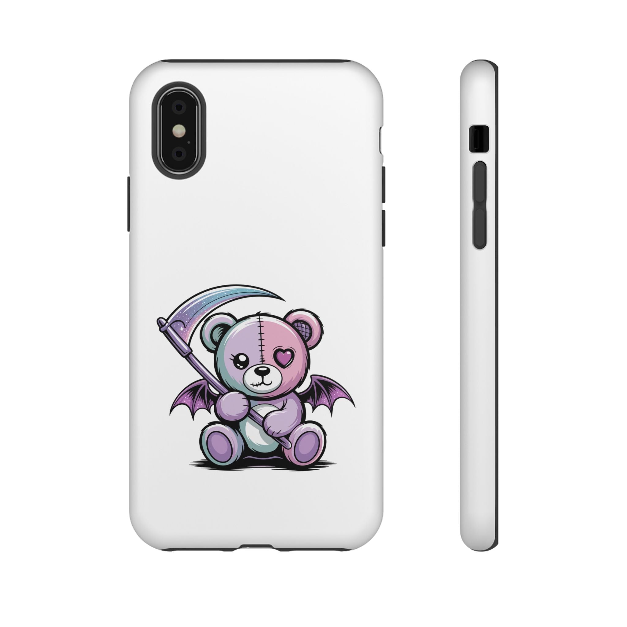 Pastel Goth Teddy Bear Phone Case – Creepy Cute Winged Bear with Scythe | Kawaii Goth Aesthetic Case