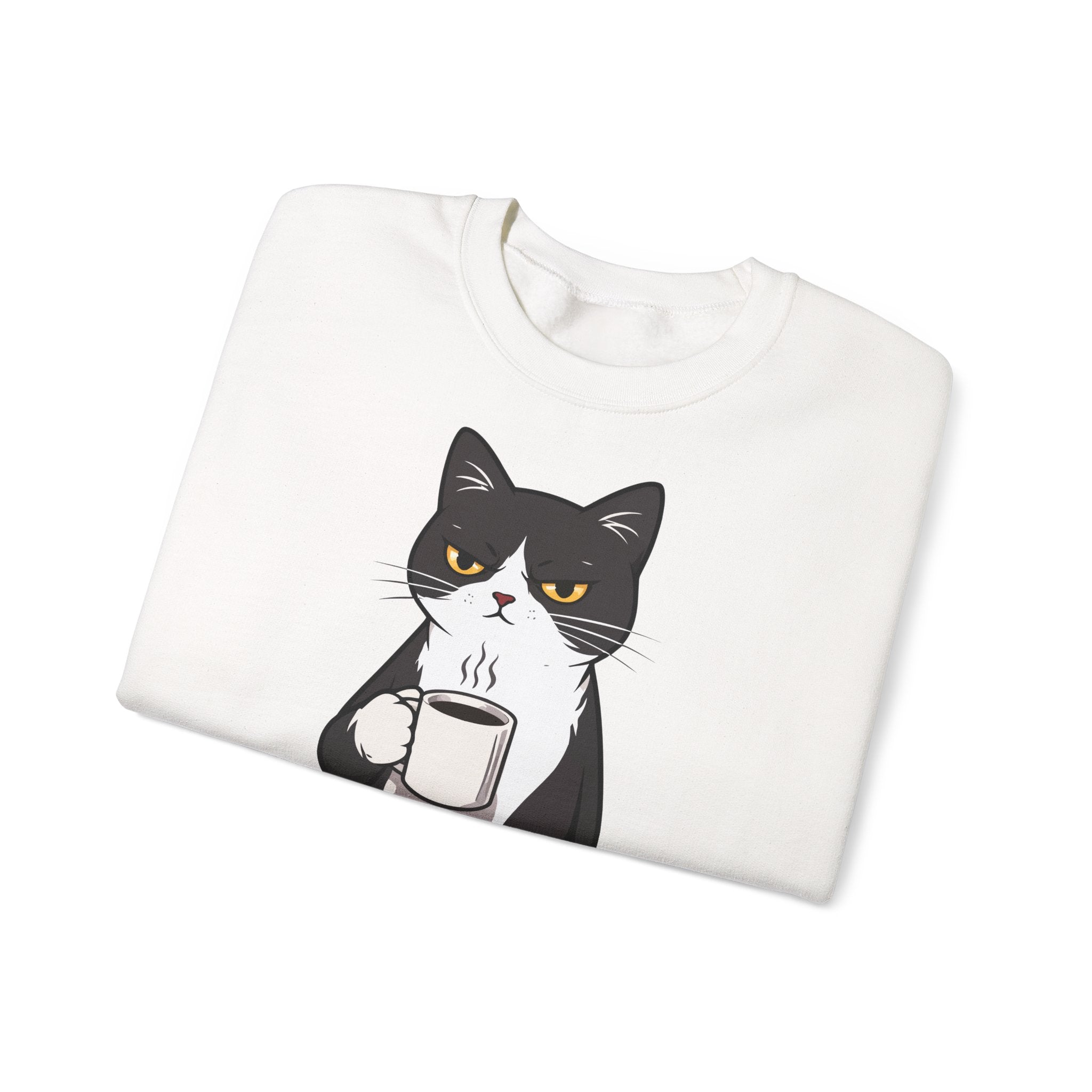 Funny Cat Coffee Sweatshirt – Coffee Because Murder Is Wrong | Sarcastic Cat Lover Graphic