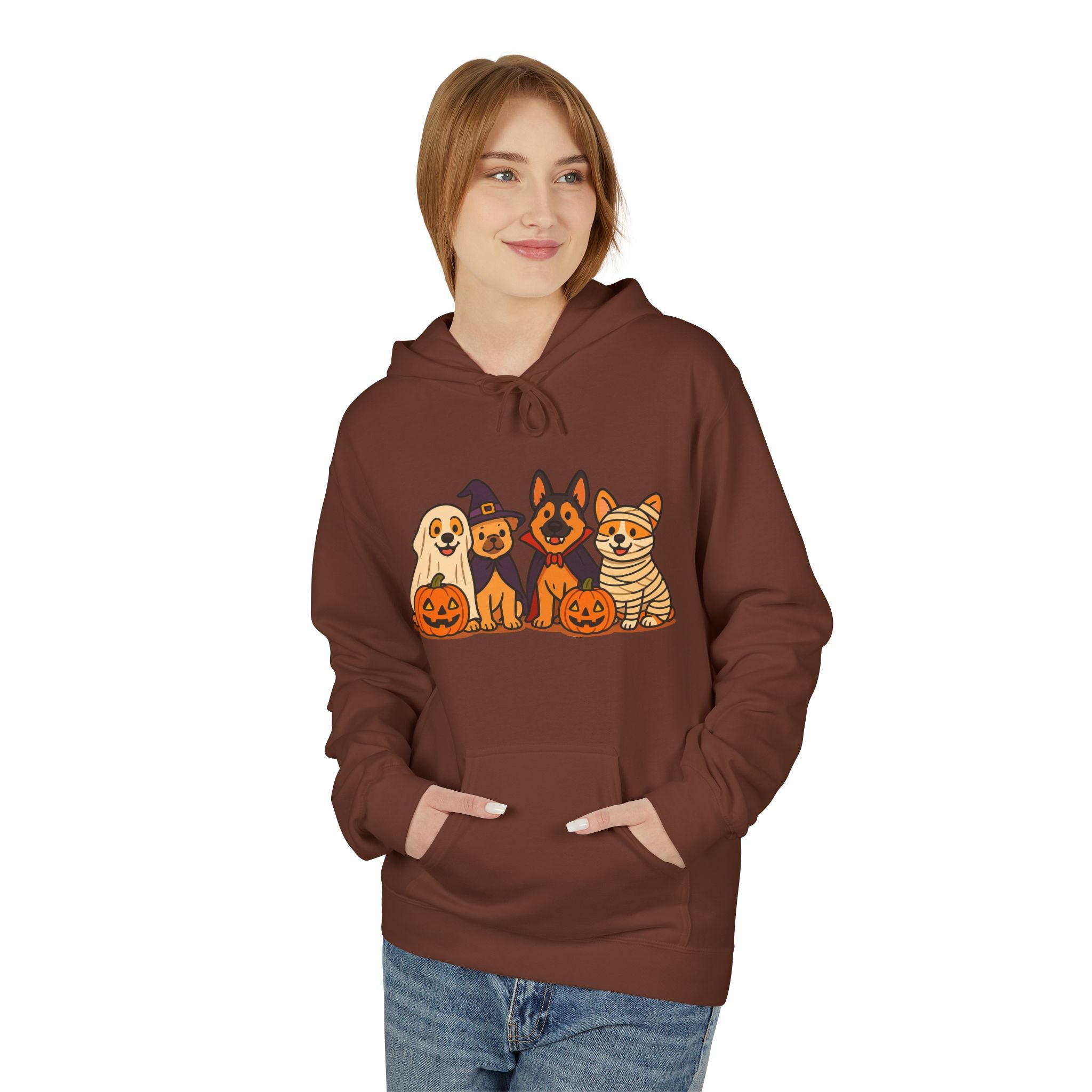 Halloween Pets Hoodie — Cute Dogs & Cat with Pumpkins