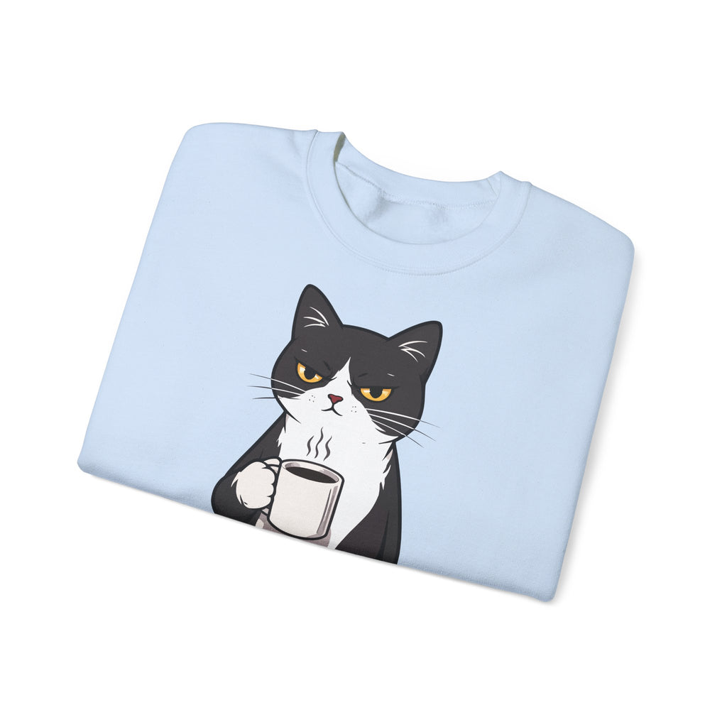 Funny Cat Coffee Sweatshirt – Coffee Because Murder Is Wrong | Sarcastic Cat Lover Graphic