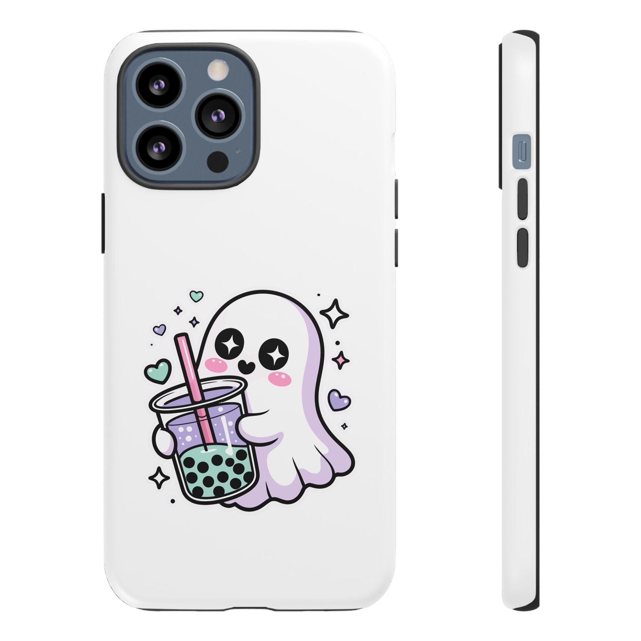 Cute Ghost Boba Phone Case – Kawaii Bubble Tea Ghost Cover | Spooky Cute Aesthetic Case