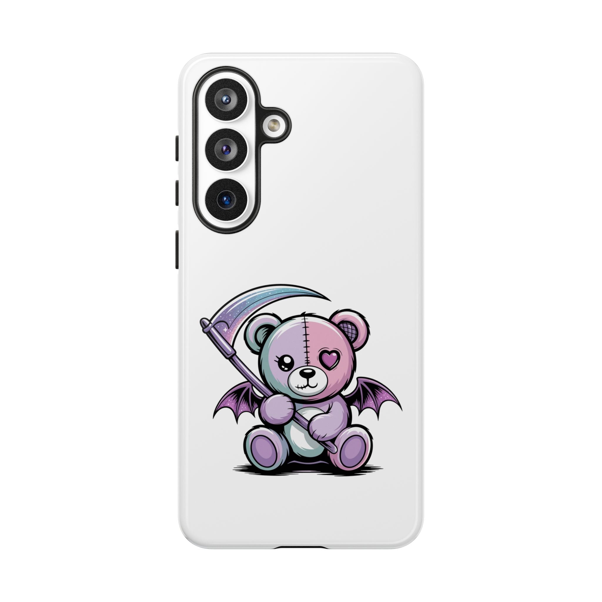 Pastel Goth Teddy Bear Phone Case – Creepy Cute Winged Bear with Scythe | Kawaii Goth Aesthetic Case