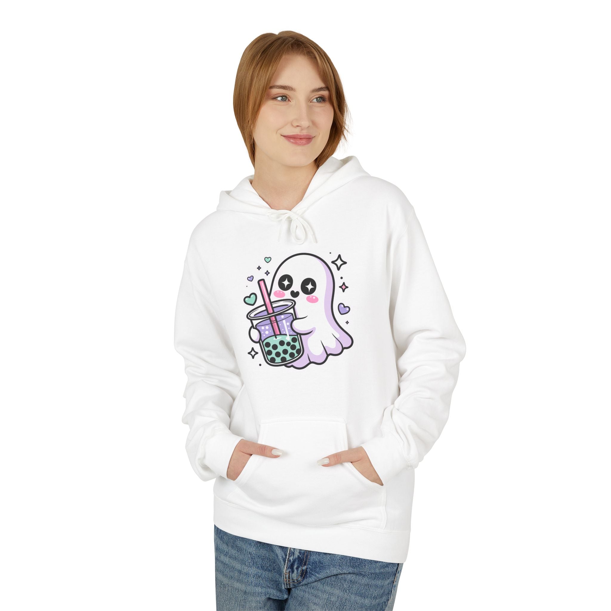 Cute Ghost Boba Tea Hoodie – Kawaii Ghost Bubble Tea Hoodie | Funny Spooky Cute Graphic Hoodie