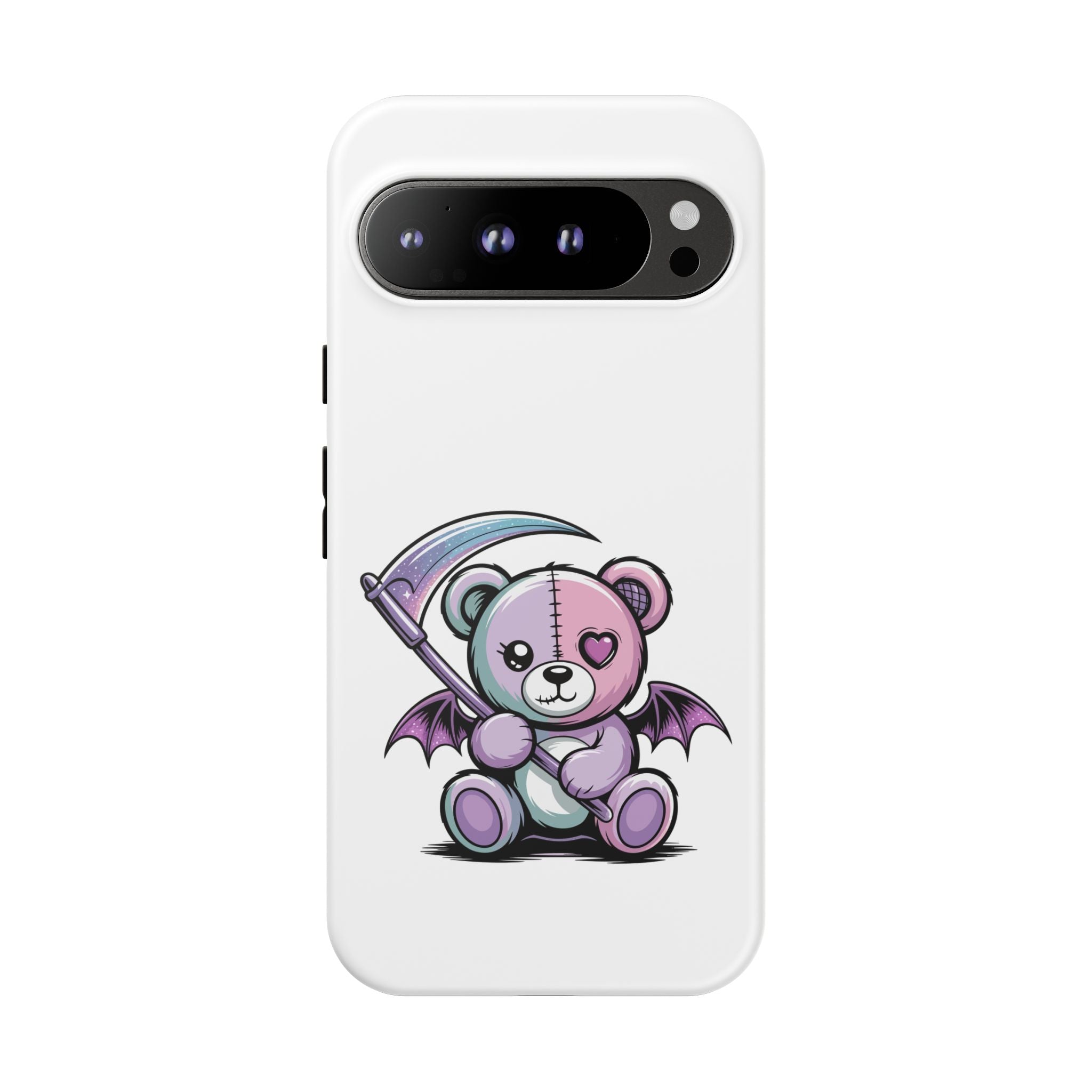 Pastel Goth Teddy Bear Phone Case – Creepy Cute Winged Bear with Scythe | Kawaii Goth Aesthetic Case