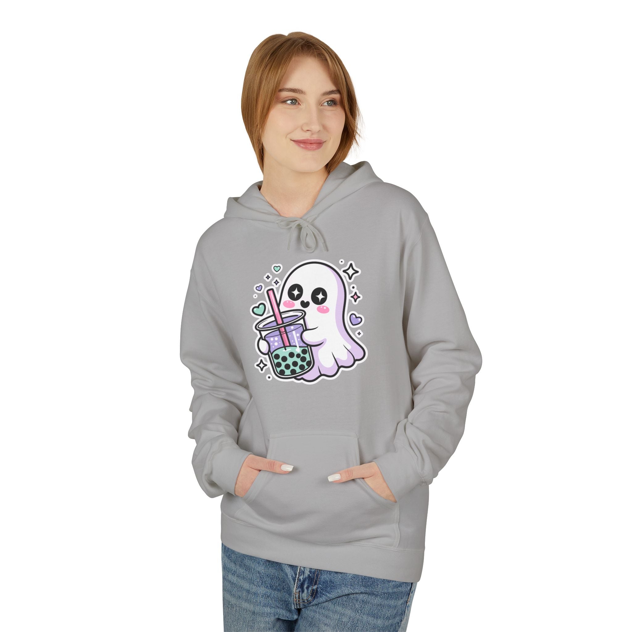 Cute Ghost Boba Tea Hoodie – Kawaii Ghost Bubble Tea Hoodie | Funny Spooky Cute Graphic Hoodie