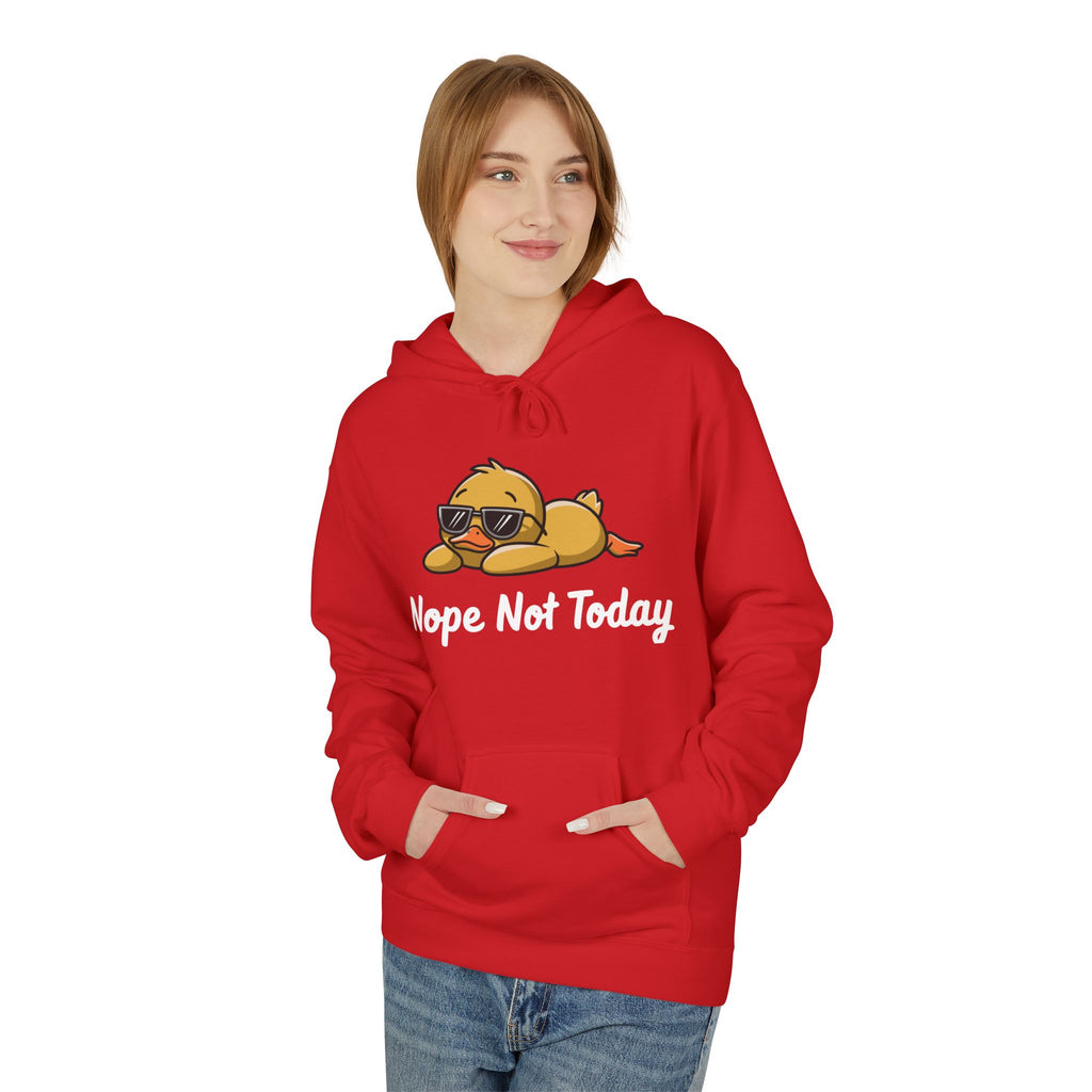Funny Duck Graphic Hoodie – “Nope. Not Today.” Lazy Animal Meme wear | Cute Duck Illustration Hoodie | Aesthetic Streetwear