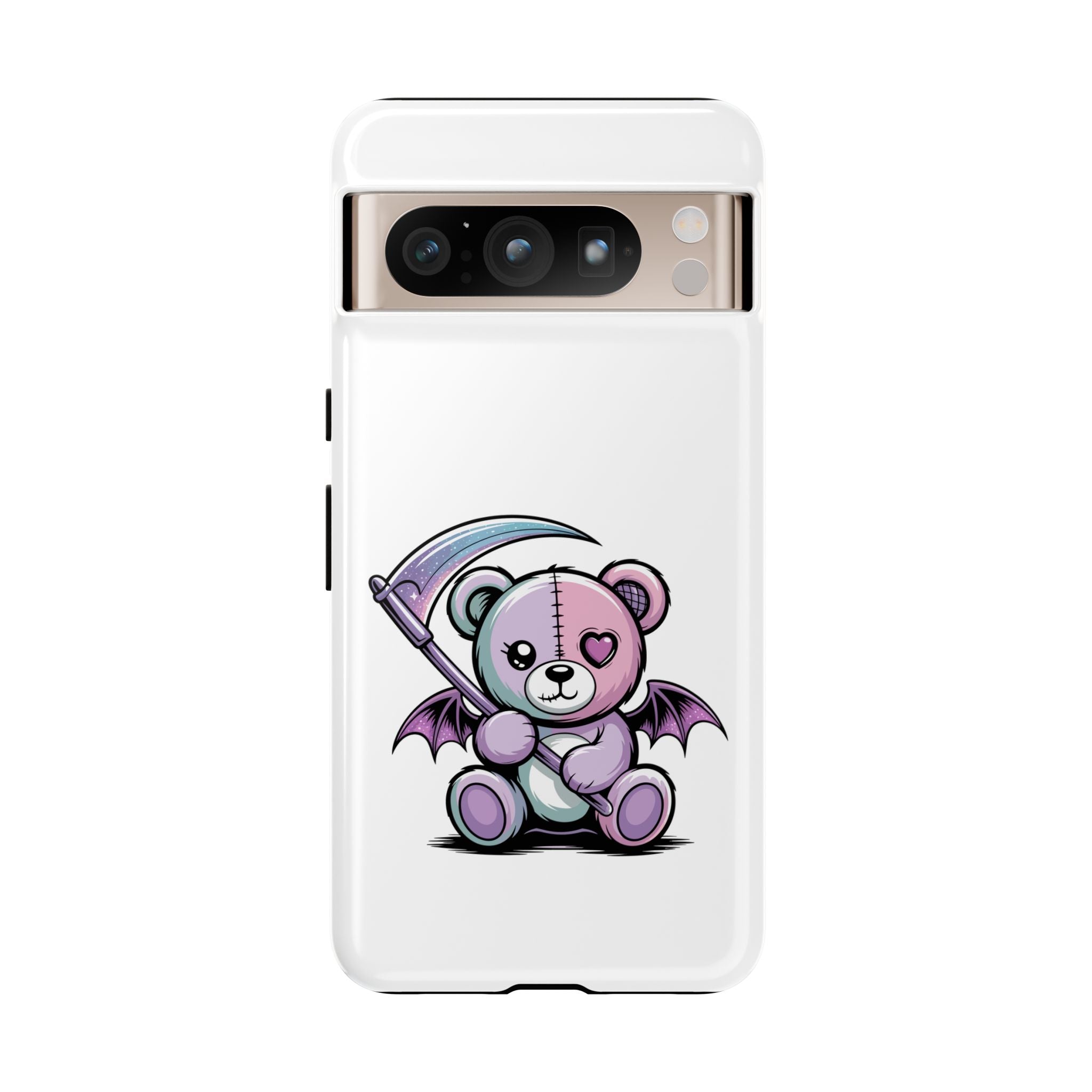 Pastel Goth Teddy Bear Phone Case – Creepy Cute Winged Bear with Scythe | Kawaii Goth Aesthetic Case