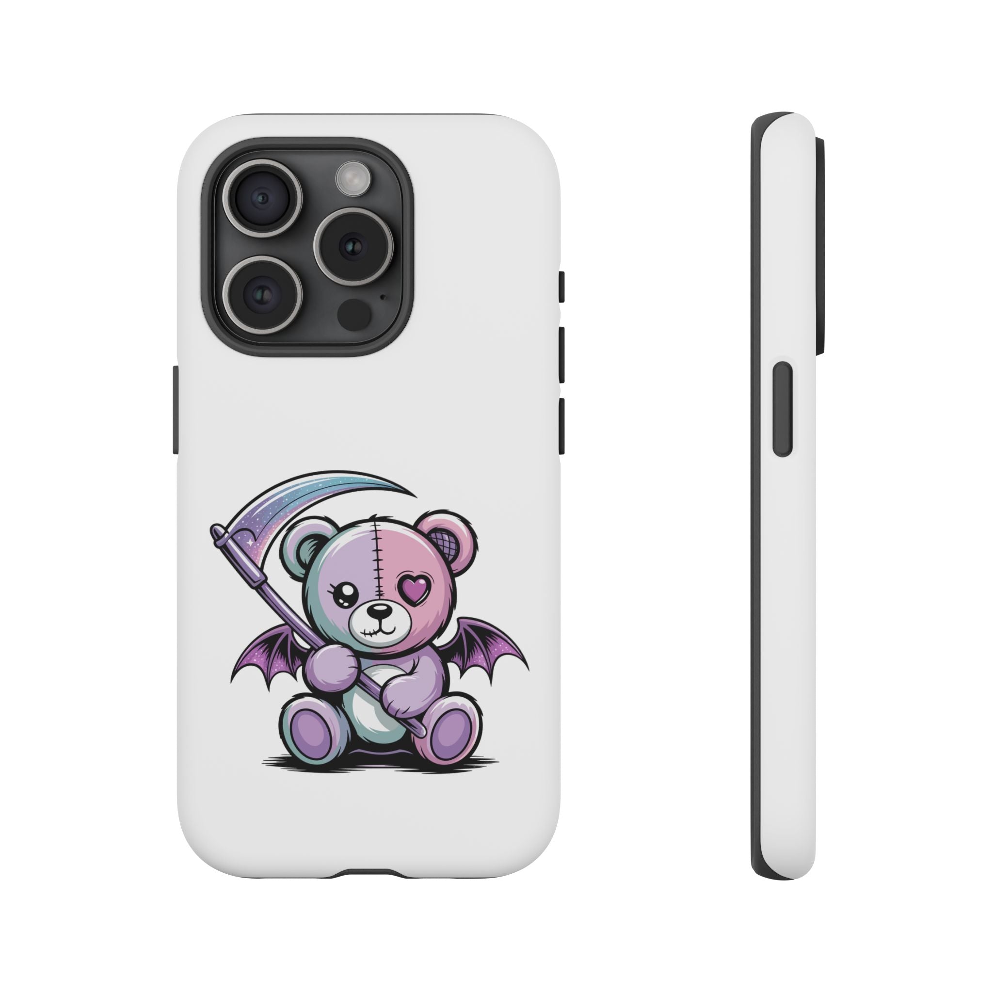 Pastel Goth Teddy Bear Phone Case – Creepy Cute Winged Bear with Scythe | Kawaii Goth Aesthetic Case