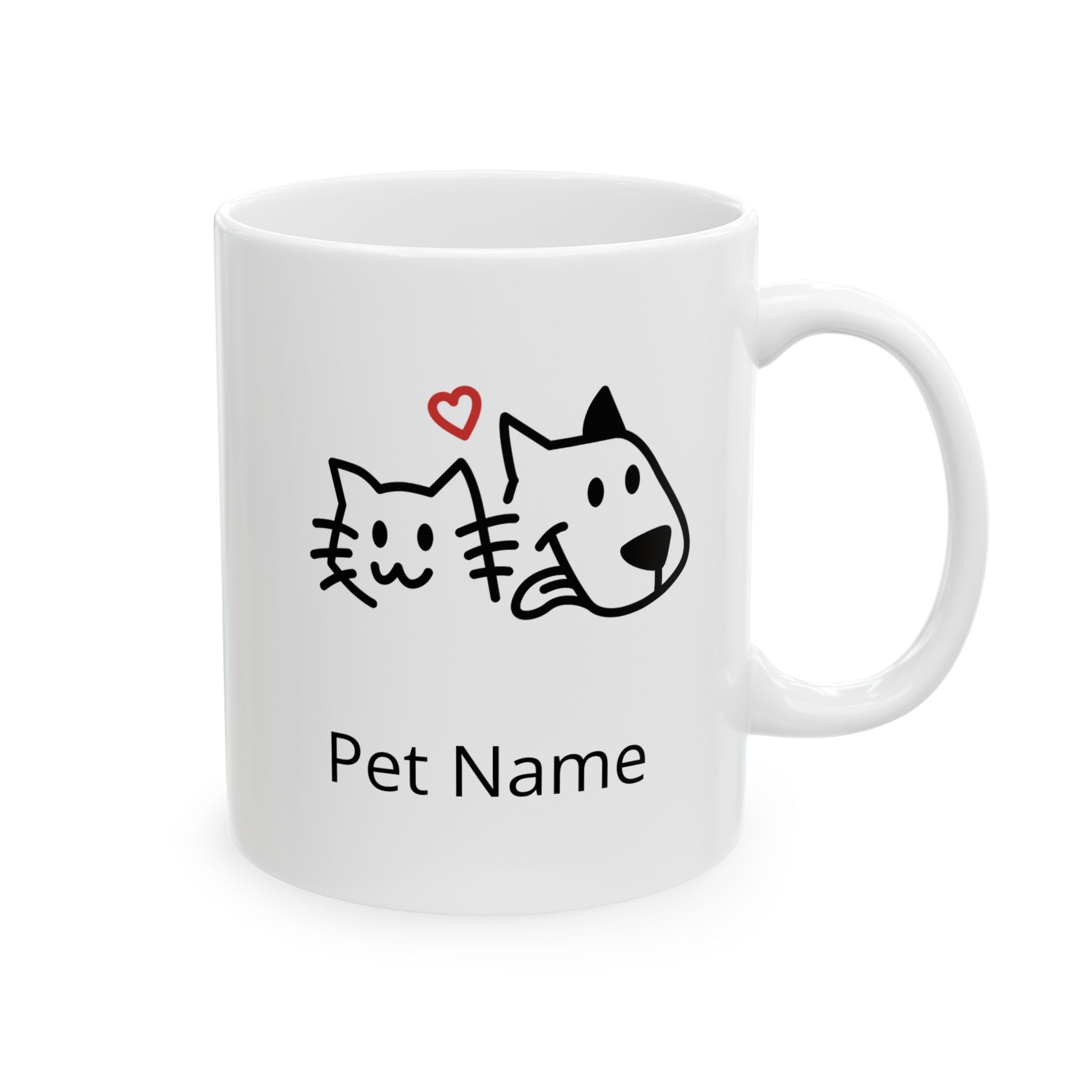 Cat & Dog Doodle Ceramic Mug – Cute Pet Faces Coffee Cup (11oz, 15oz)