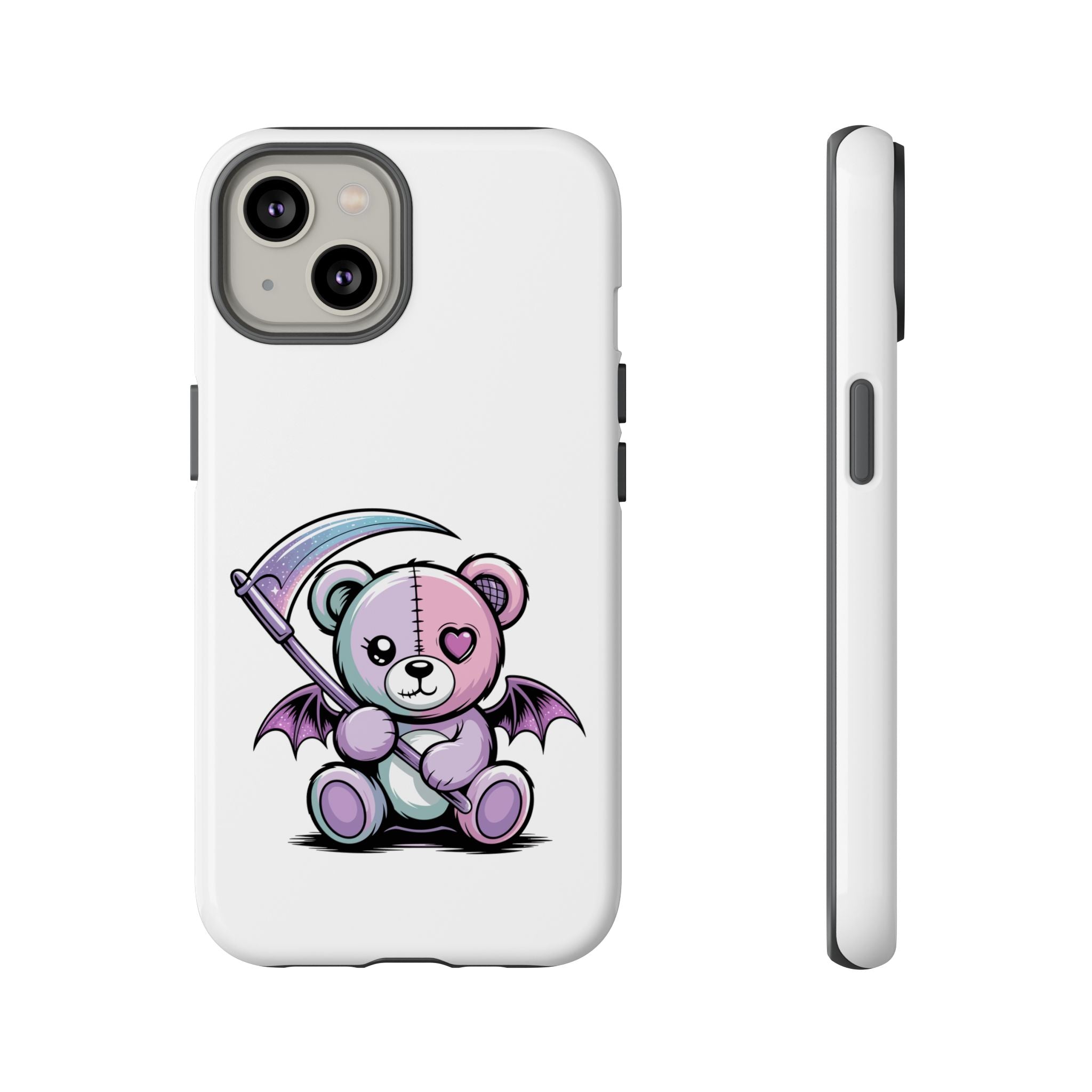 Pastel Goth Teddy Bear Phone Case – Creepy Cute Winged Bear with Scythe | Kawaii Goth Aesthetic Case