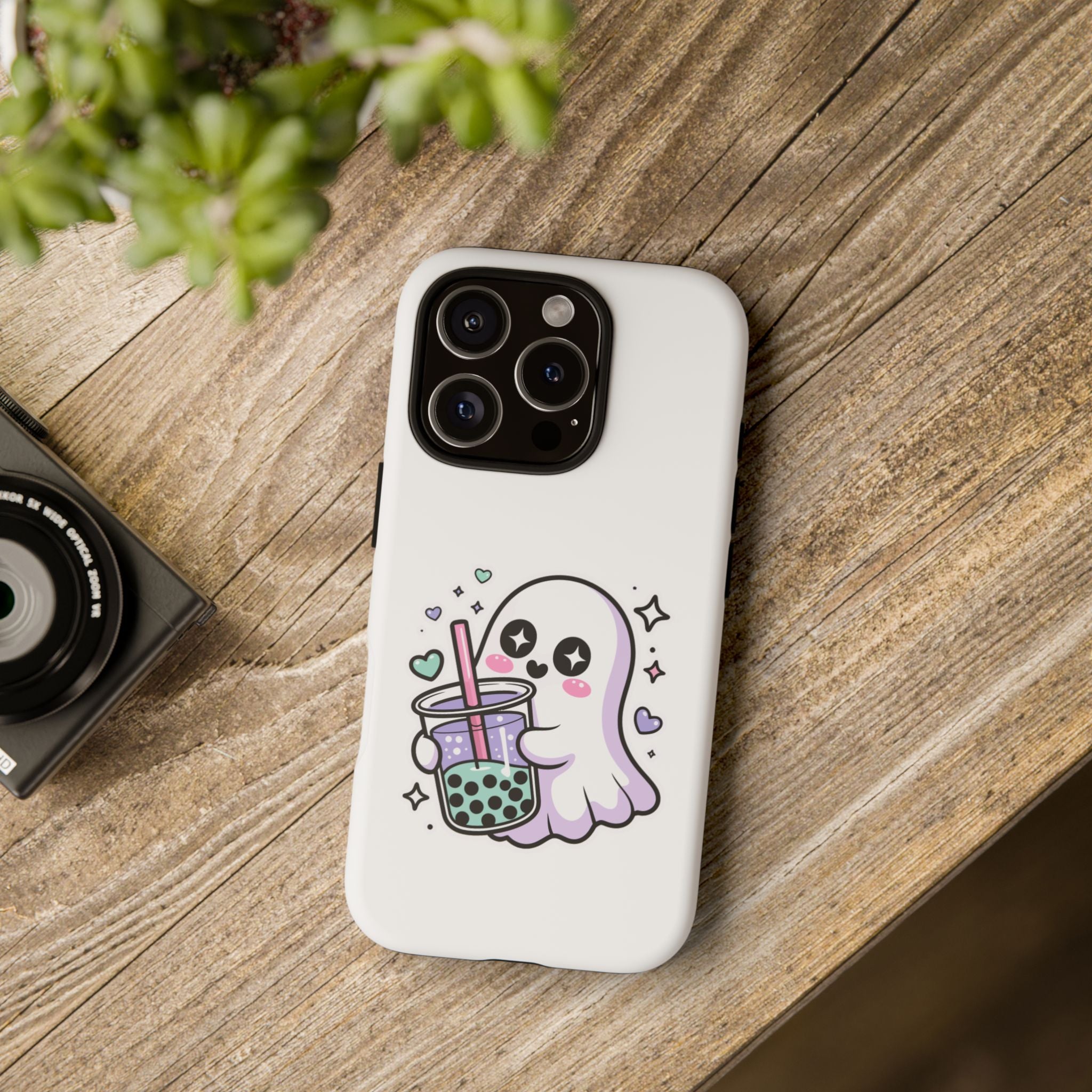 Cute Ghost Boba Phone Case – Kawaii Bubble Tea Ghost Cover | Spooky Cute Aesthetic Case
