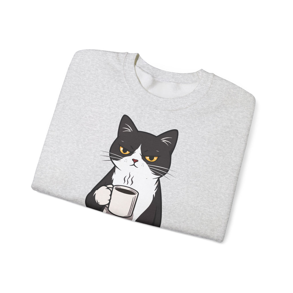Funny Cat Coffee Sweatshirt – Coffee Because Murder Is Wrong | Sarcastic Cat Lover Graphic
