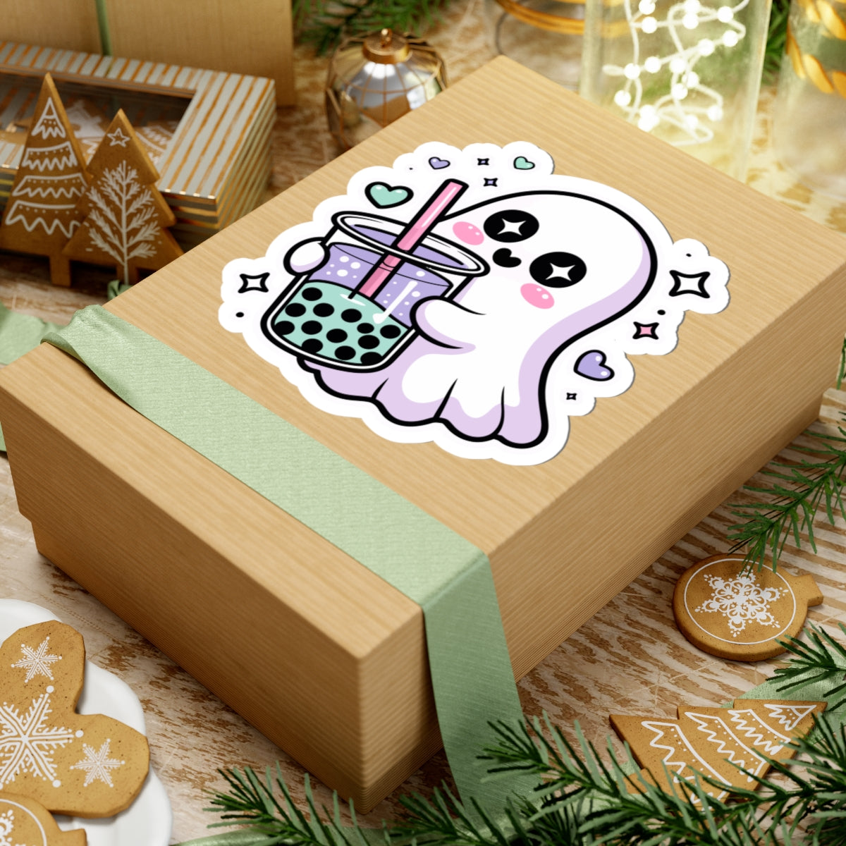 Cute Ghost Boba Sticker – Kawaii Bubble Tea Ghost Vinyl Decal | Spooky Cute Aesthetic
