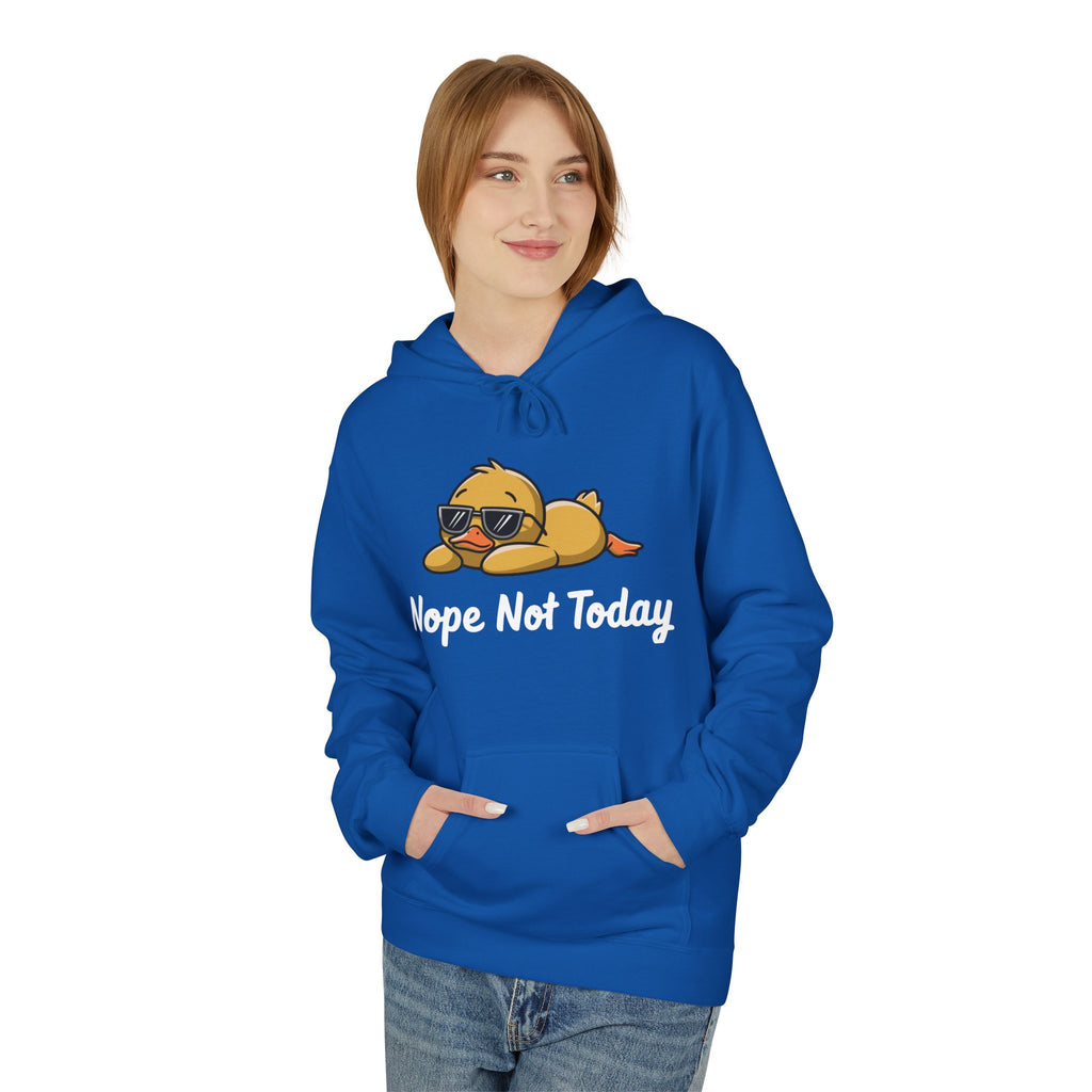 Funny Duck Graphic Hoodie – “Nope. Not Today.” Lazy Animal Meme wear | Cute Duck Illustration Hoodie | Aesthetic Streetwear