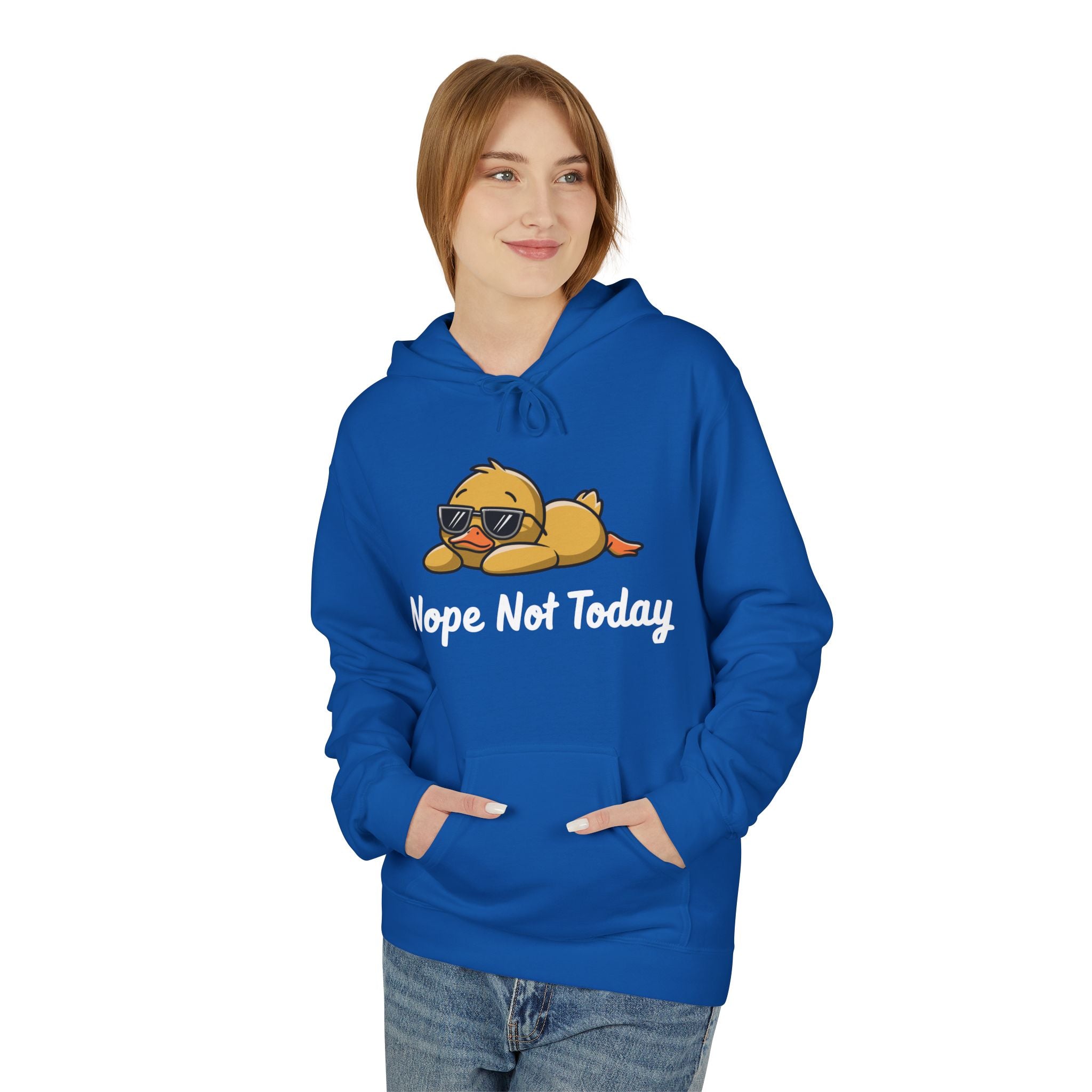 Funny Duck Graphic Hoodie – “Nope. Not Today.” Lazy Animal Meme wear | Cute Duck Illustration Hoodie | Aesthetic Streetwear