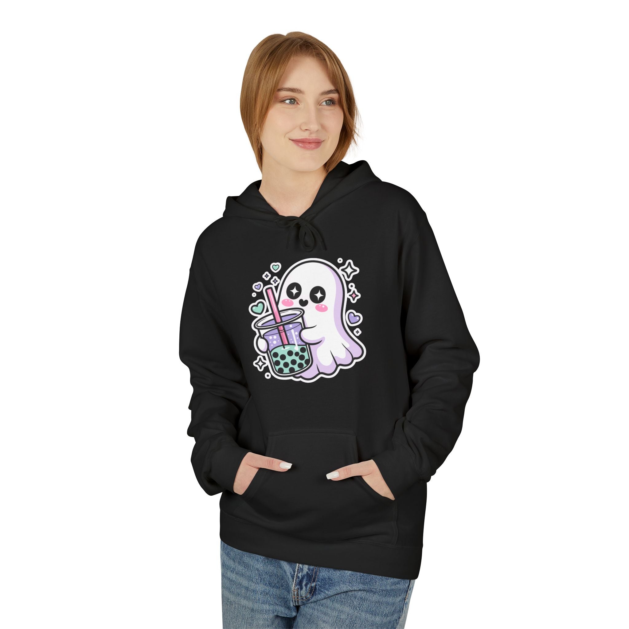 Cute Ghost Boba Tea Hoodie – Kawaii Ghost Bubble Tea Hoodie | Funny Spooky Cute Graphic Hoodie