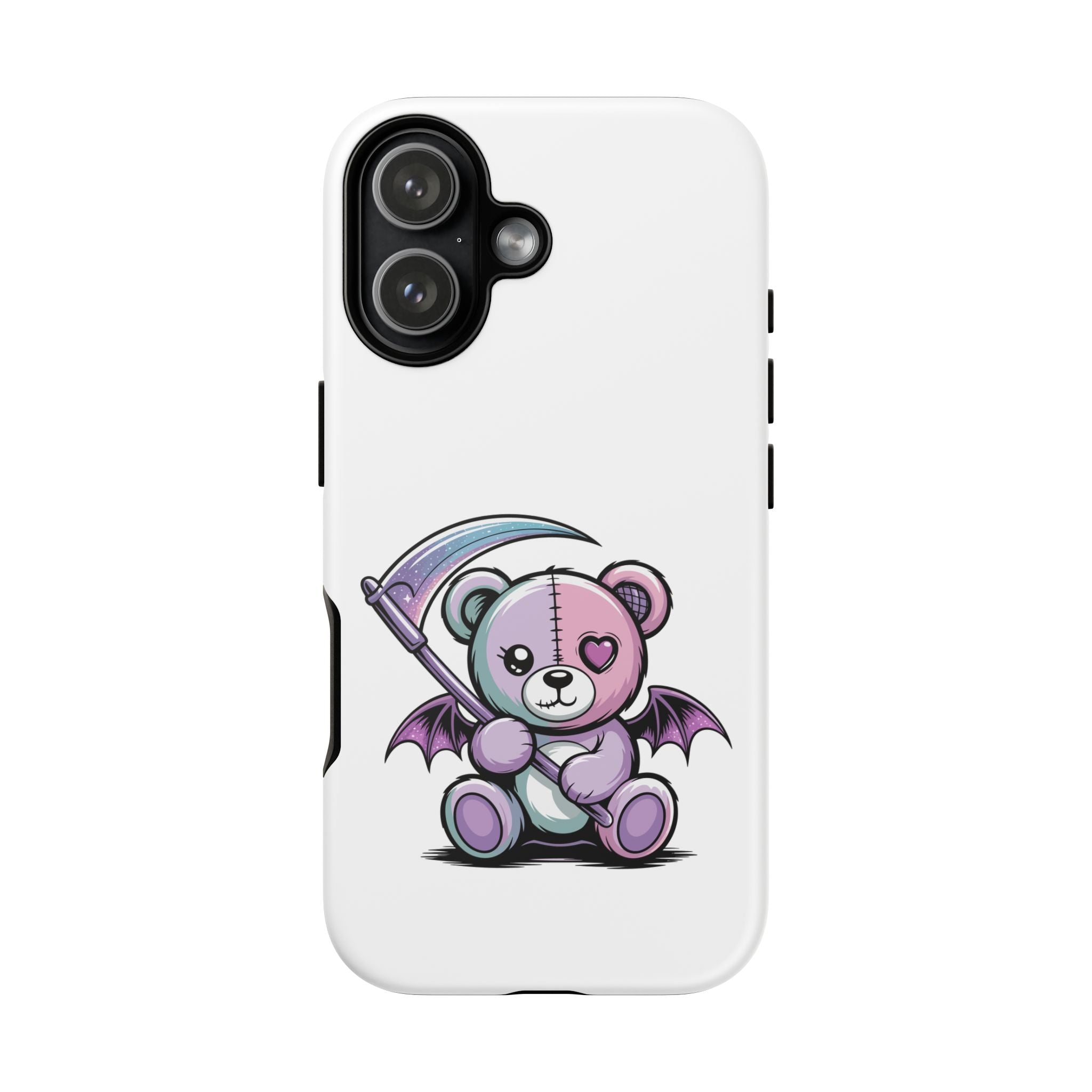 Pastel Goth Teddy Bear Phone Case – Creepy Cute Winged Bear with Scythe | Kawaii Goth Aesthetic Case