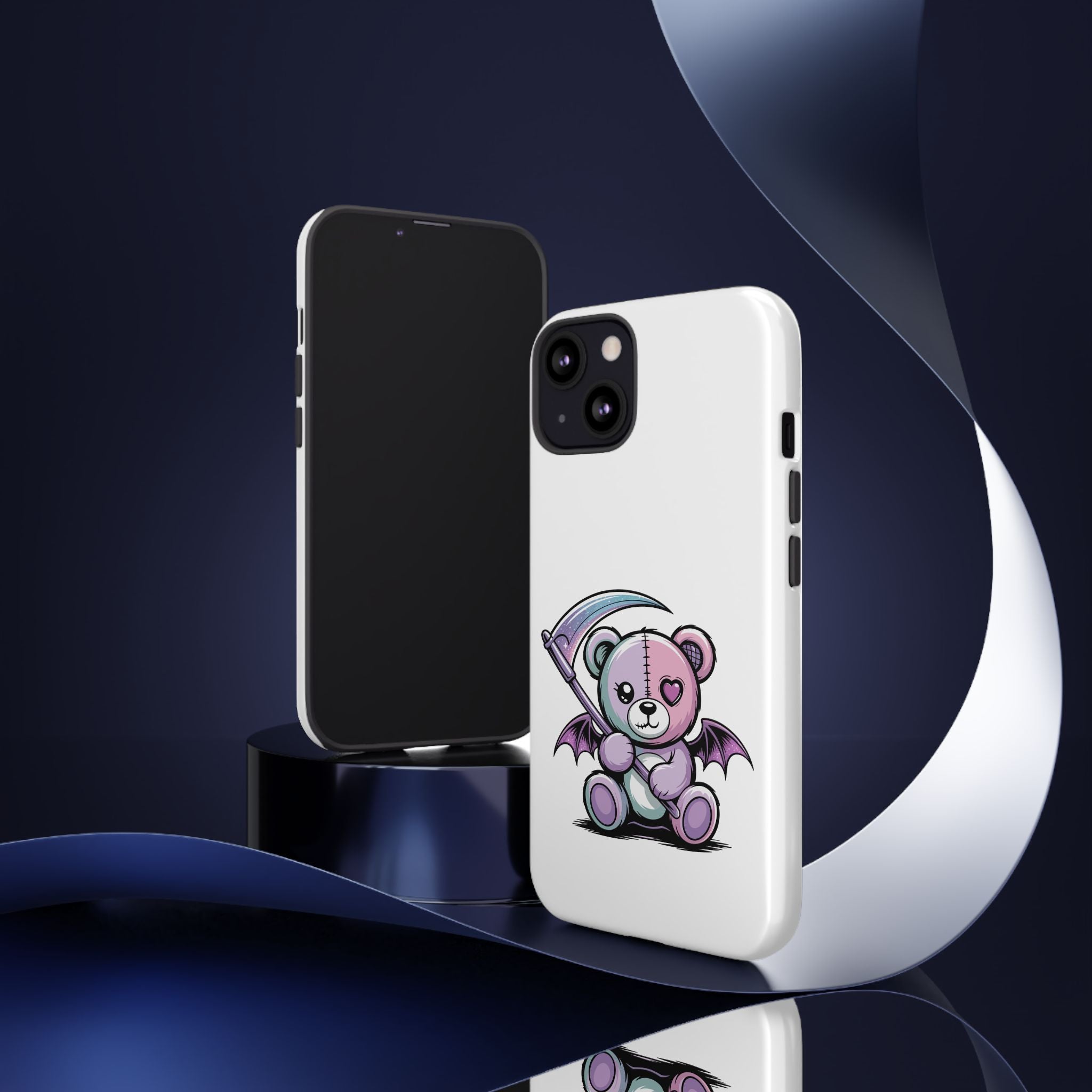Pastel Goth Teddy Bear Phone Case – Creepy Cute Winged Bear with Scythe | Kawaii Goth Aesthetic Case