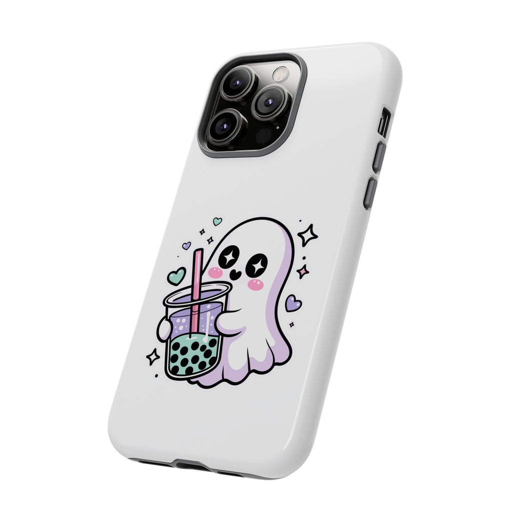 Cute Ghost Boba Phone Case – Kawaii Bubble Tea Ghost Cover | Spooky Cute Aesthetic Case