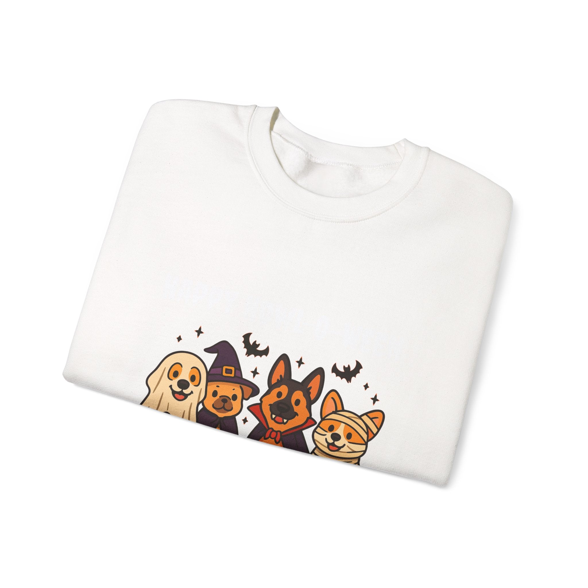 Funny Dog Halloween Sweatshirt – Happy Howl-O-Ween Dog Costume Graphic Sweatshirt | Cute Dog Halloween Party Sweatshirt