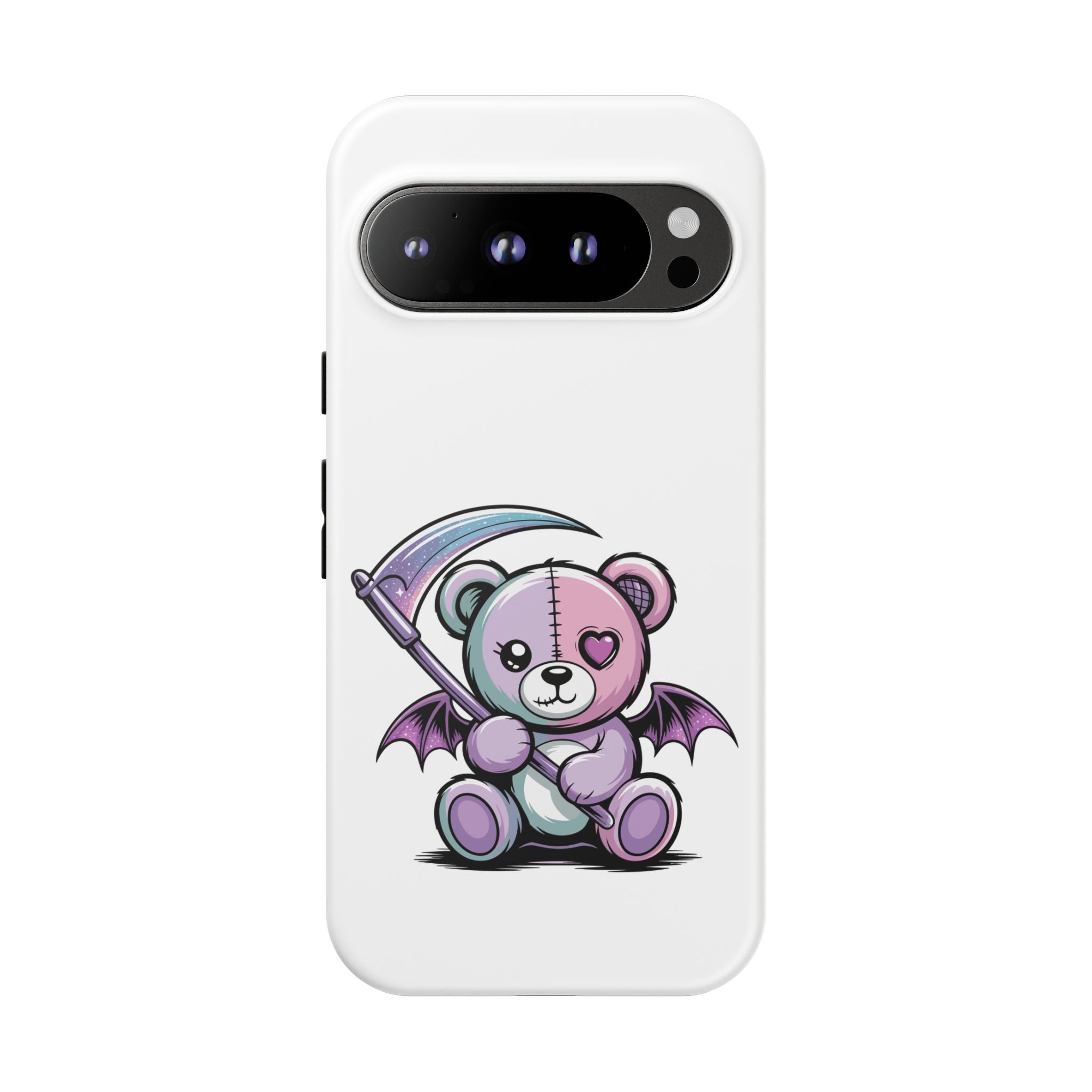 Pastel Goth Teddy Bear Phone Case – Creepy Cute Winged Bear with Scythe | Kawaii Goth Aesthetic Case