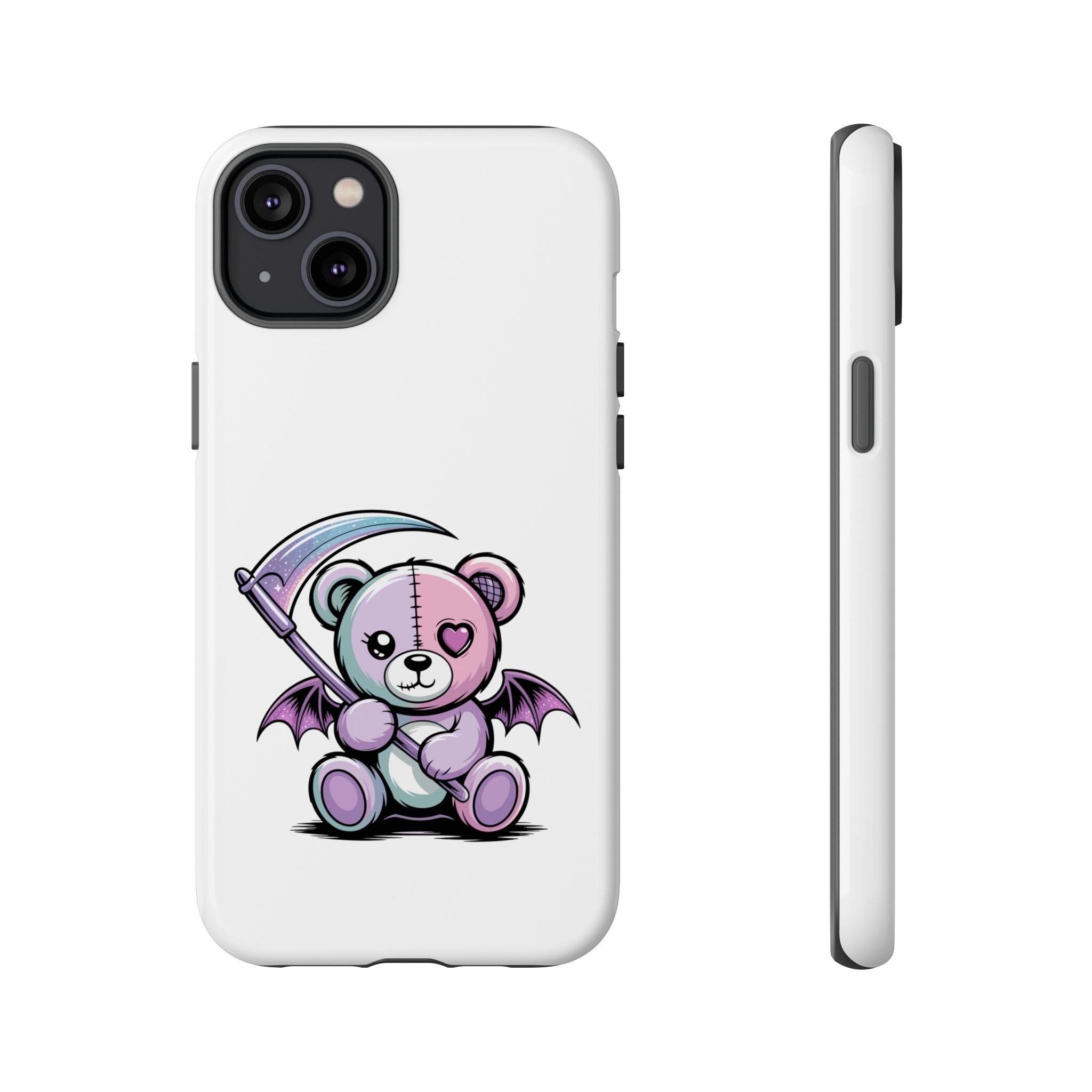 Pastel Goth Teddy Bear Phone Case – Creepy Cute Winged Bear with Scythe | Kawaii Goth Aesthetic Case