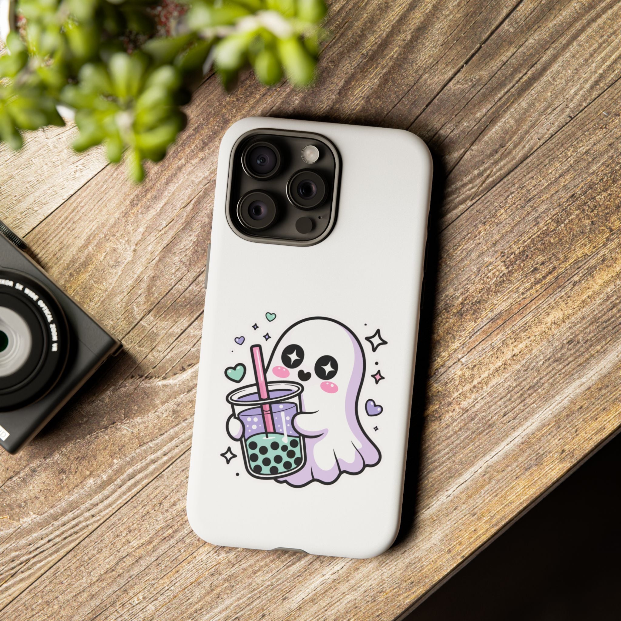 Cute Ghost Boba Phone Case – Kawaii Bubble Tea Ghost Cover | Spooky Cute Aesthetic Case