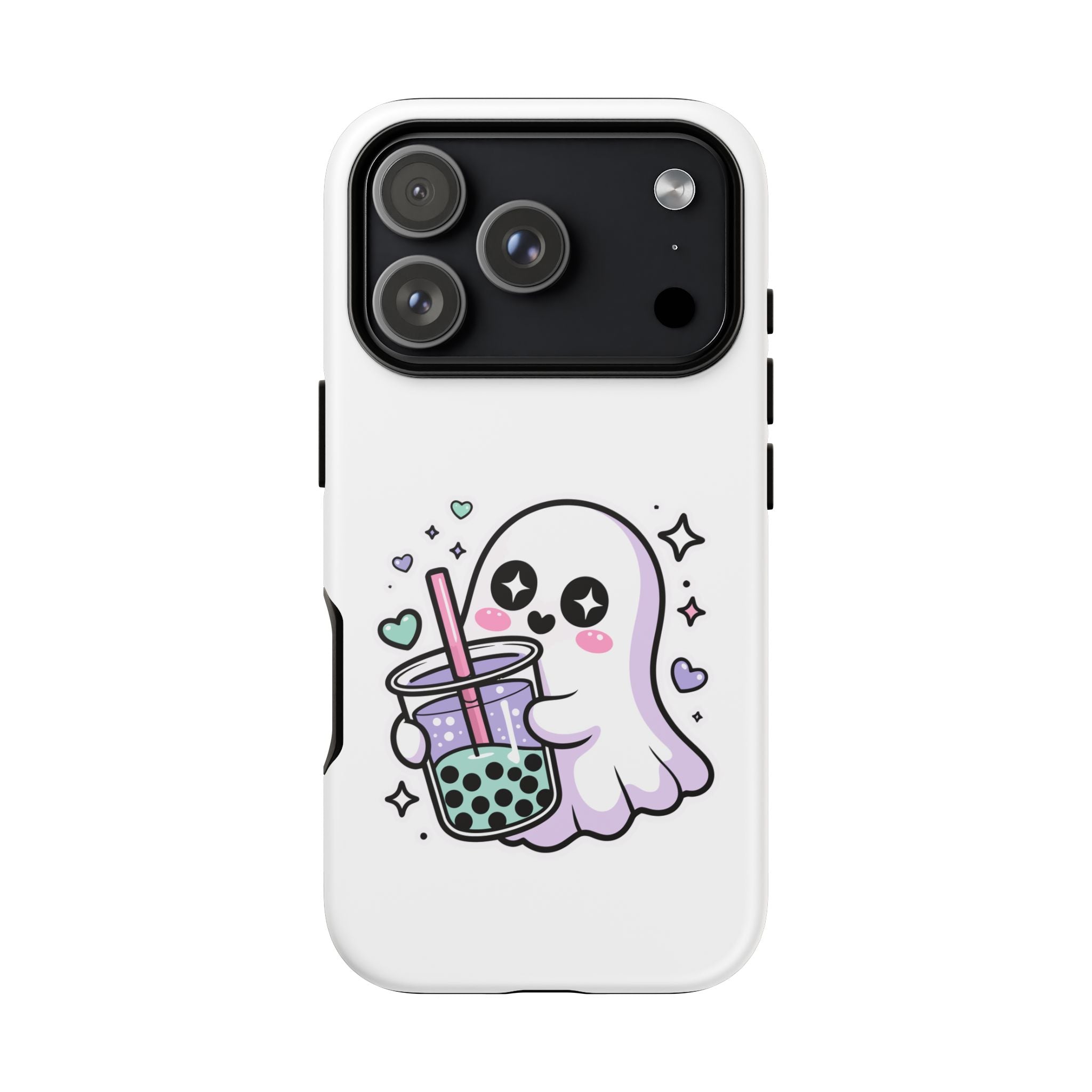 Cute Ghost Boba Phone Case – Kawaii Bubble Tea Ghost Cover | Spooky Cute Aesthetic Case