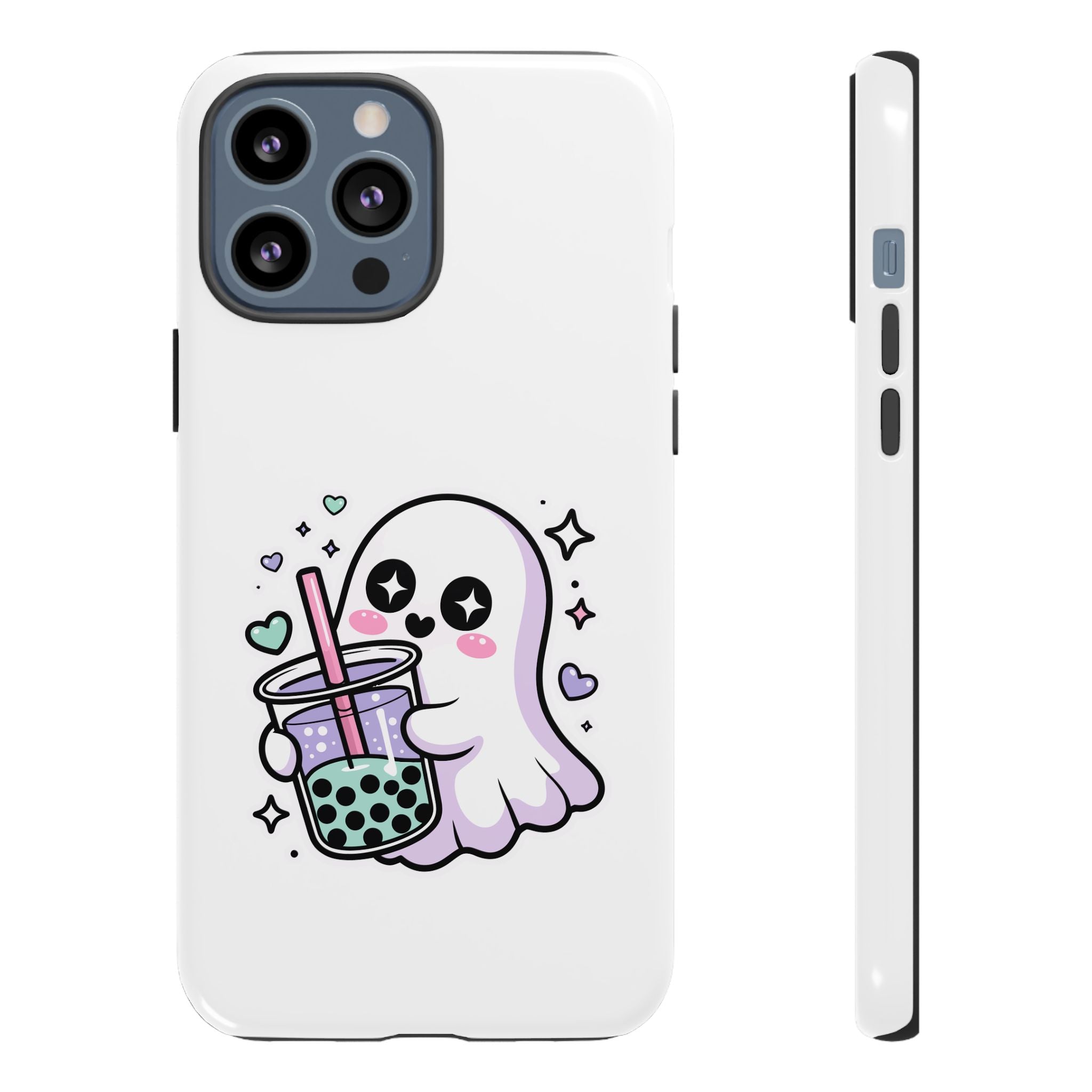 Cute Ghost Boba Phone Case – Kawaii Bubble Tea Ghost Cover | Spooky Cute Aesthetic Case