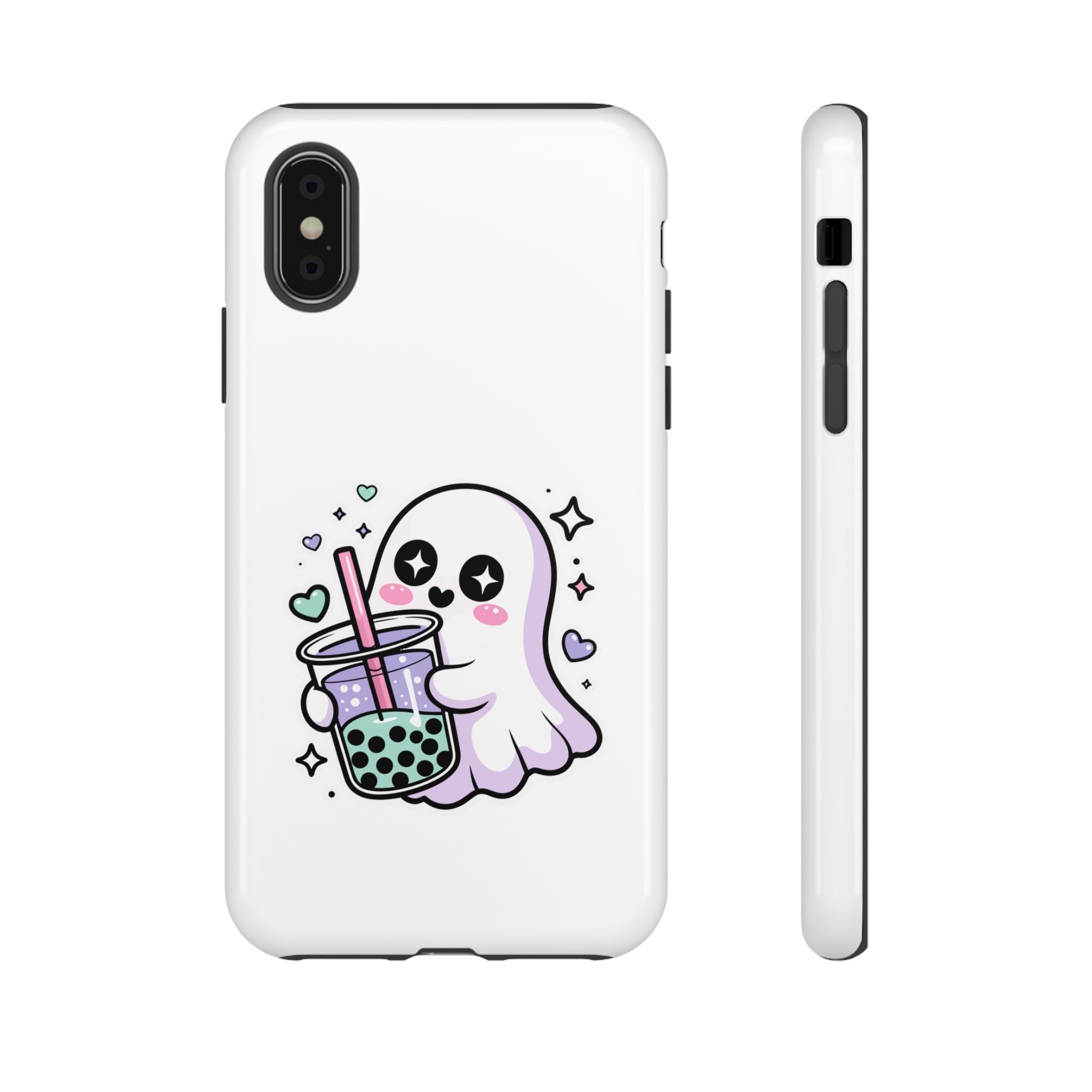 Cute Ghost Boba Phone Case – Kawaii Bubble Tea Ghost Cover | Spooky Cute Aesthetic Case