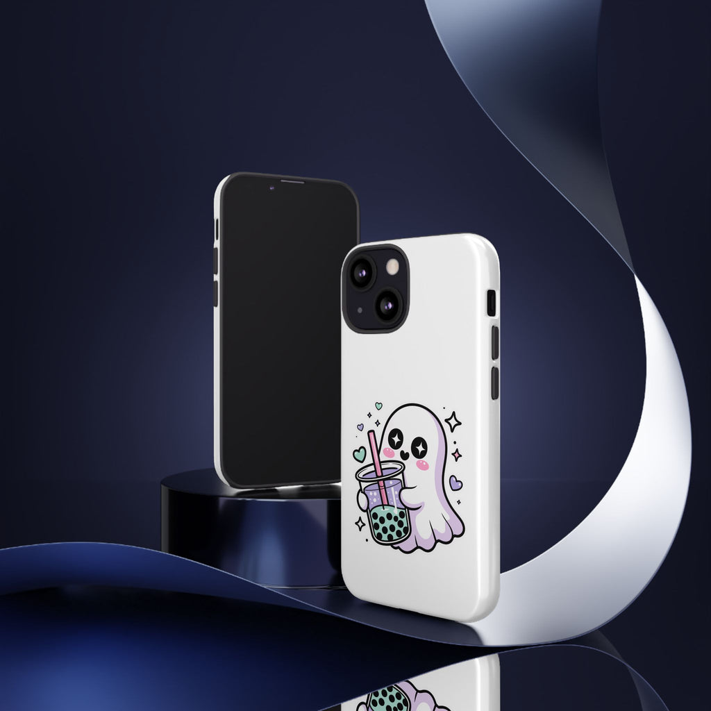 Cute Ghost Boba Phone Case – Kawaii Bubble Tea Ghost Cover | Spooky Cute Aesthetic Case