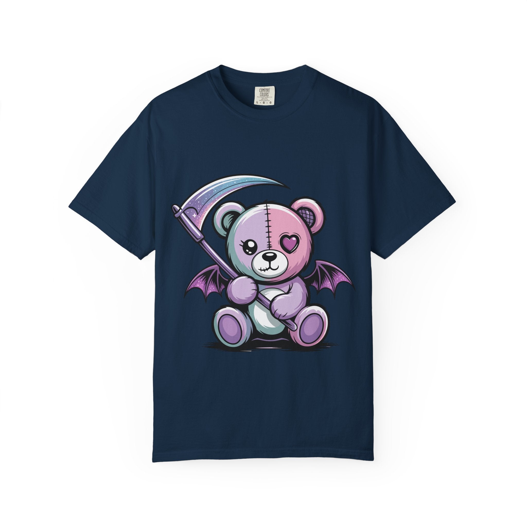 Pastel Goth Teddy Bear T-Shirt – Cute Dark Aesthetic Bear with Scythe | Creepy Cute Kawaii Goth Graphic