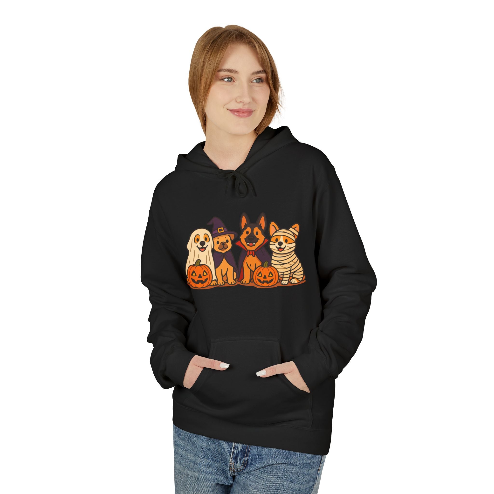 Halloween Pets Hoodie — Cute Dogs & Cat with Pumpkins