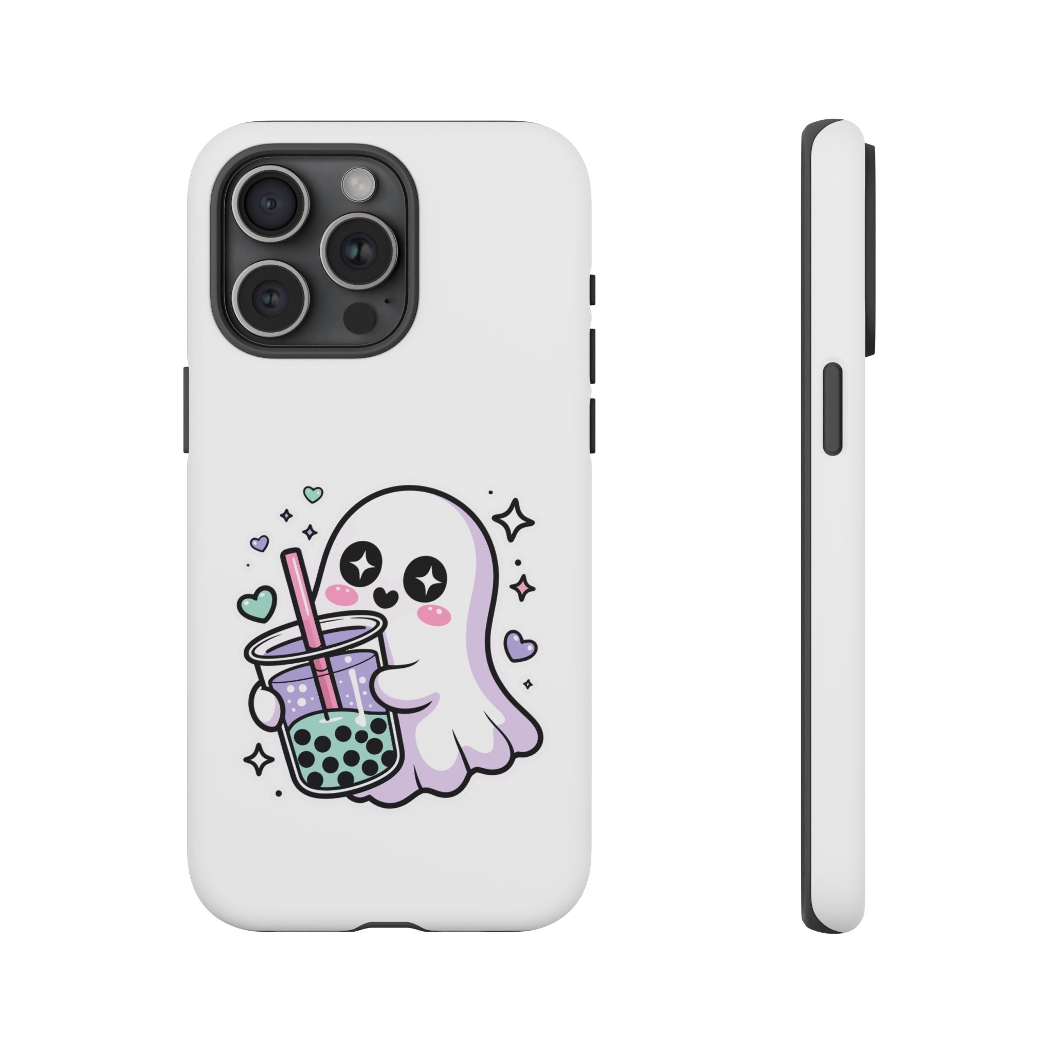 Cute Ghost Boba Phone Case – Kawaii Bubble Tea Ghost Cover | Spooky Cute Aesthetic Case