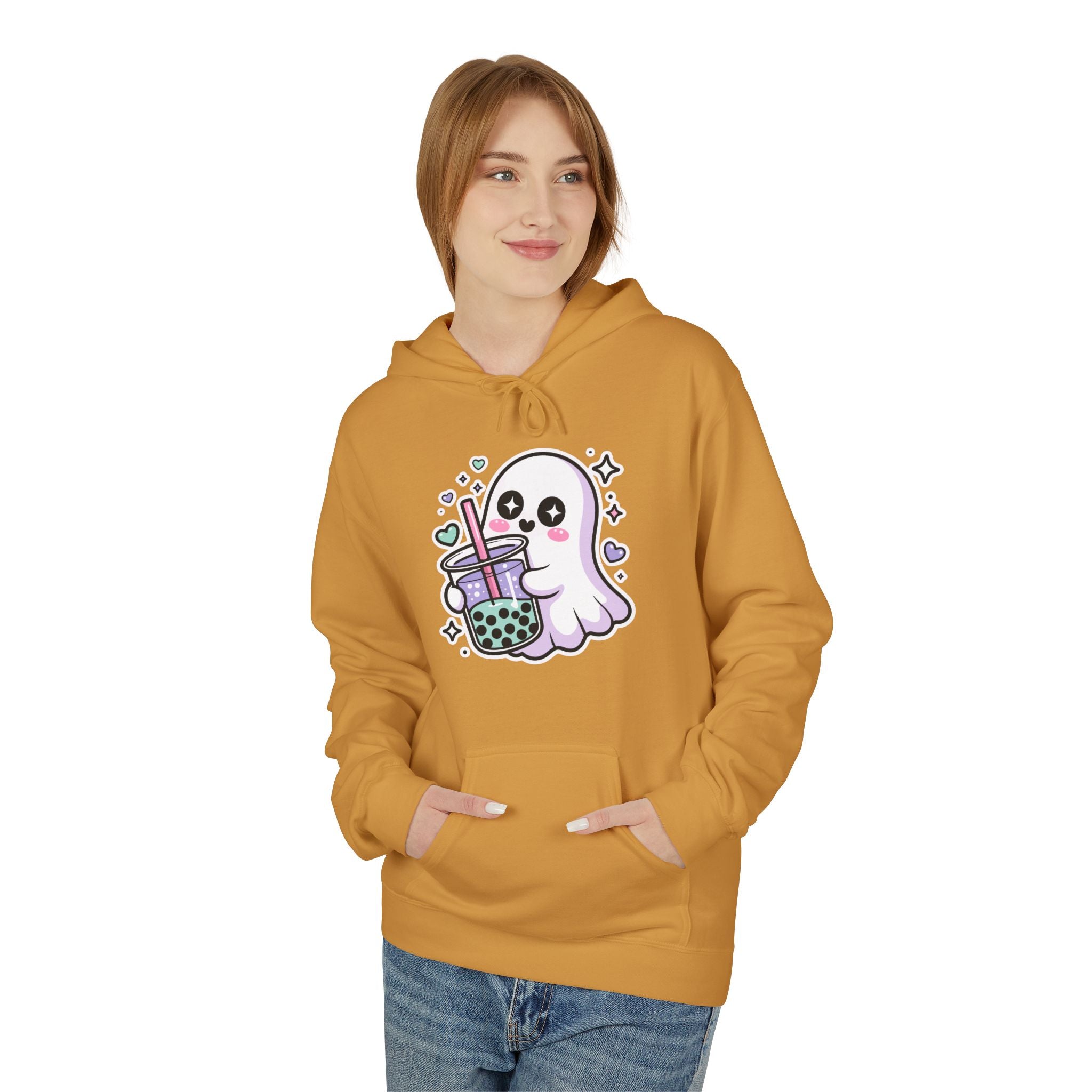 Cute Ghost Boba Tea Hoodie – Kawaii Ghost Bubble Tea Hoodie | Funny Spooky Cute Graphic Hoodie