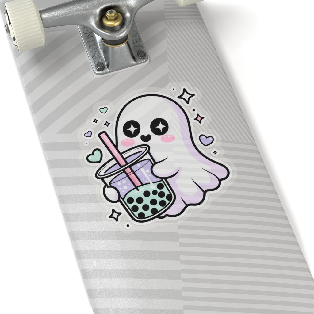Cute Ghost Boba Sticker – Kawaii Bubble Tea Ghost Vinyl Decal | Spooky Cute Aesthetic