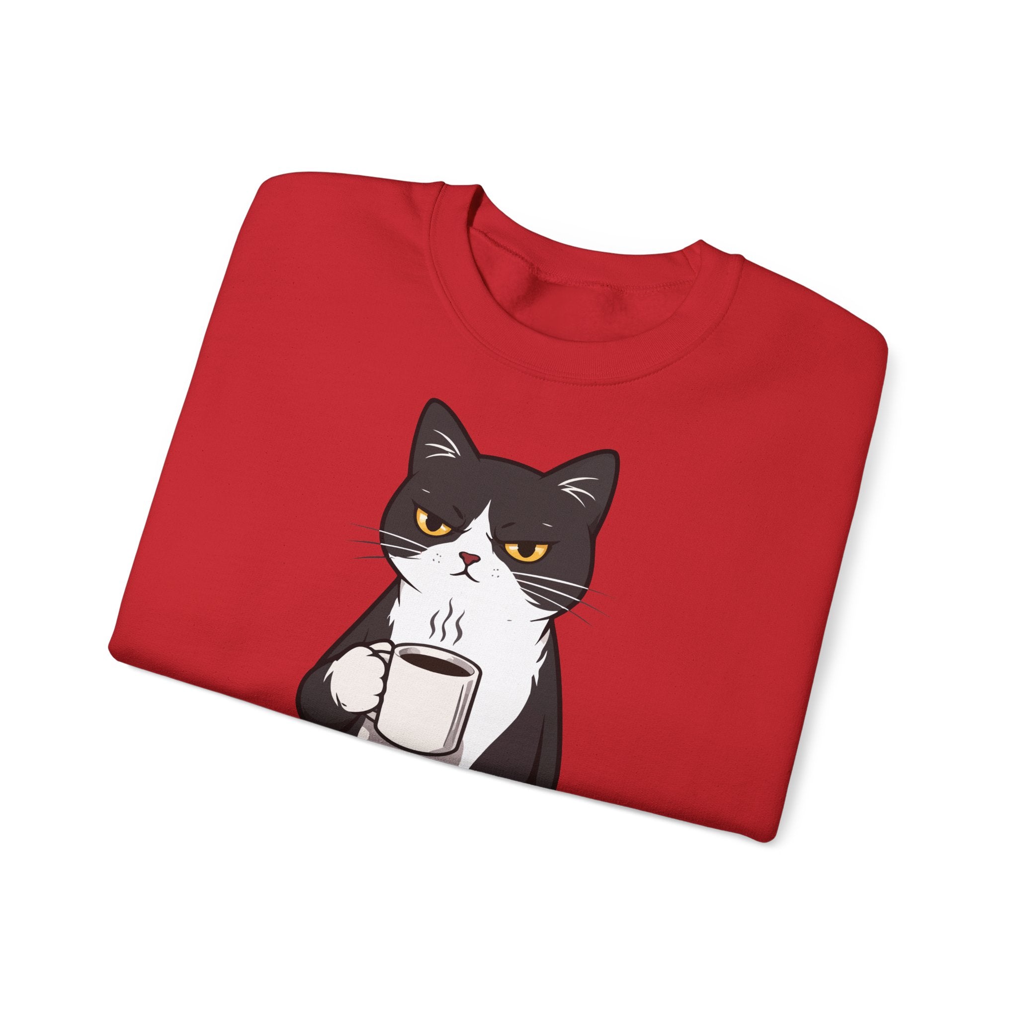 Funny Cat Coffee Sweatshirt – Coffee Because Murder Is Wrong | Sarcastic Cat Lover Graphic