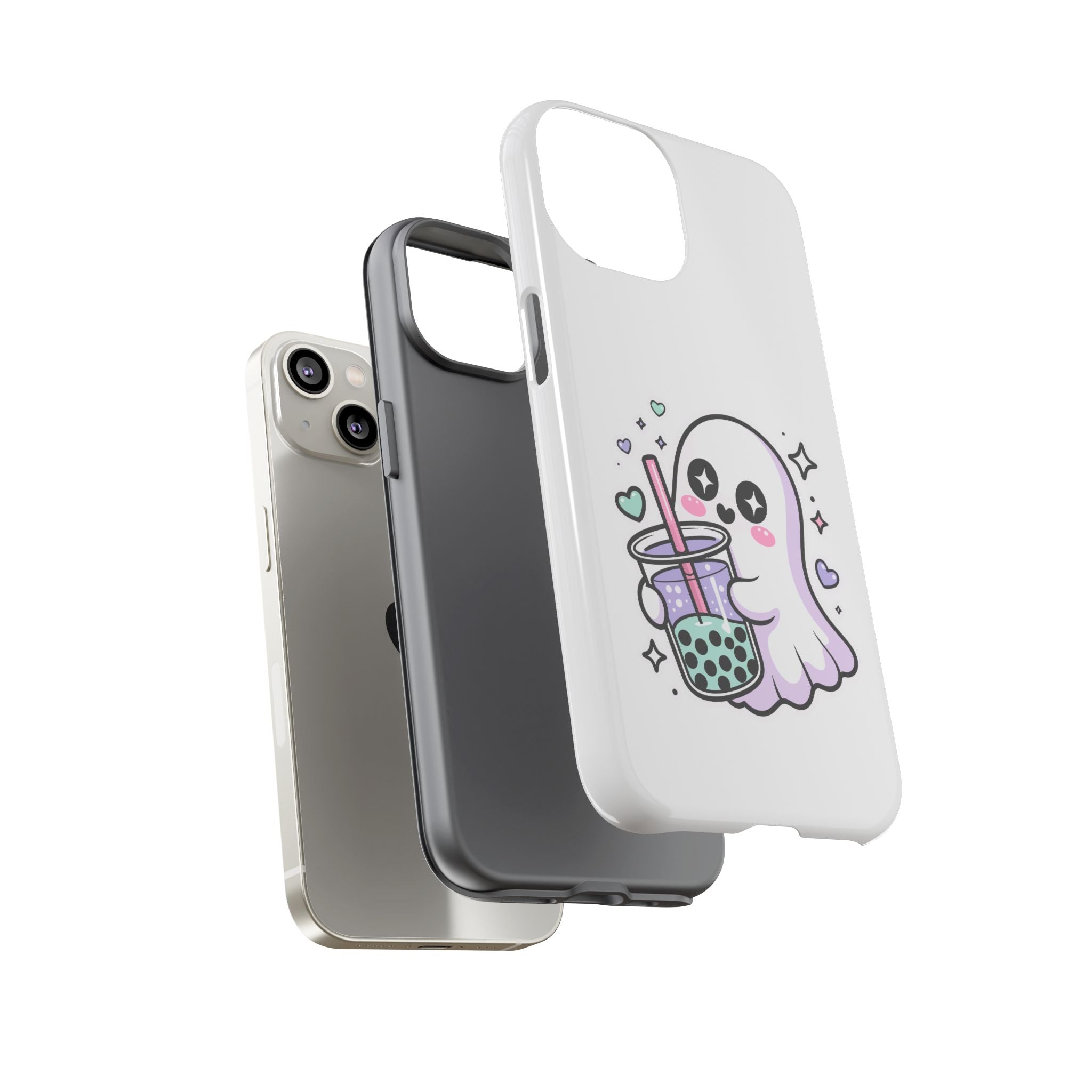 Cute Ghost Boba Phone Case – Kawaii Bubble Tea Ghost Cover | Spooky Cute Aesthetic Case