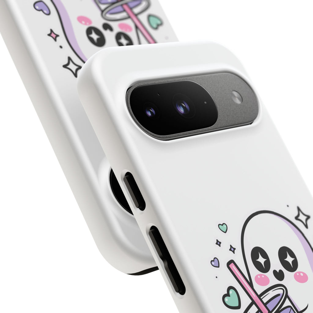 Cute Ghost Boba Phone Case – Kawaii Bubble Tea Ghost Cover | Spooky Cute Aesthetic Case