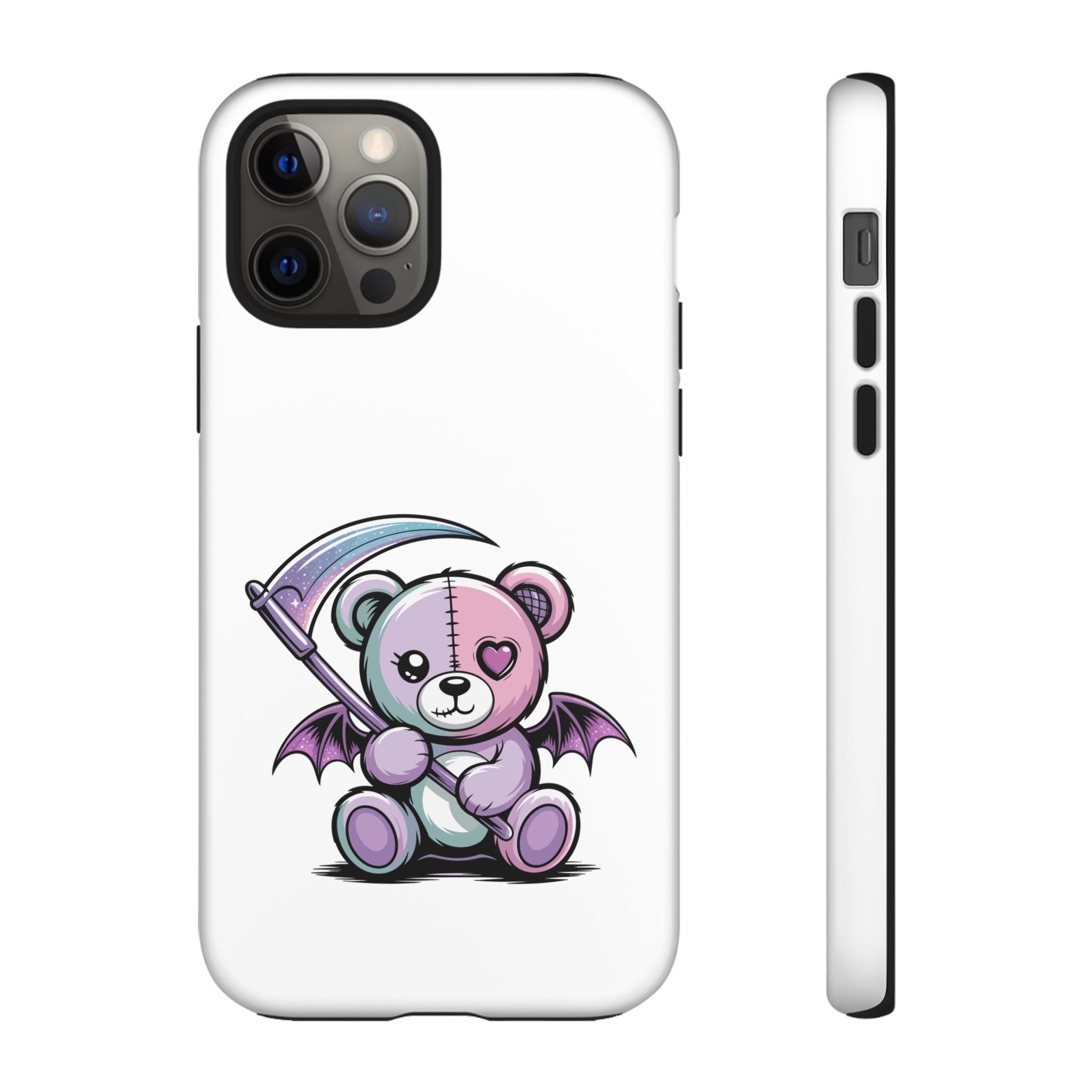 Pastel Goth Teddy Bear Phone Case – Creepy Cute Winged Bear with Scythe | Kawaii Goth Aesthetic Case