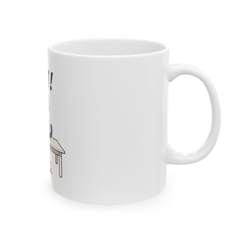 Funny Cat Coffee Mug – Spilled Coffee “What..” Cat Illustration | Cute Cat Lover Gift