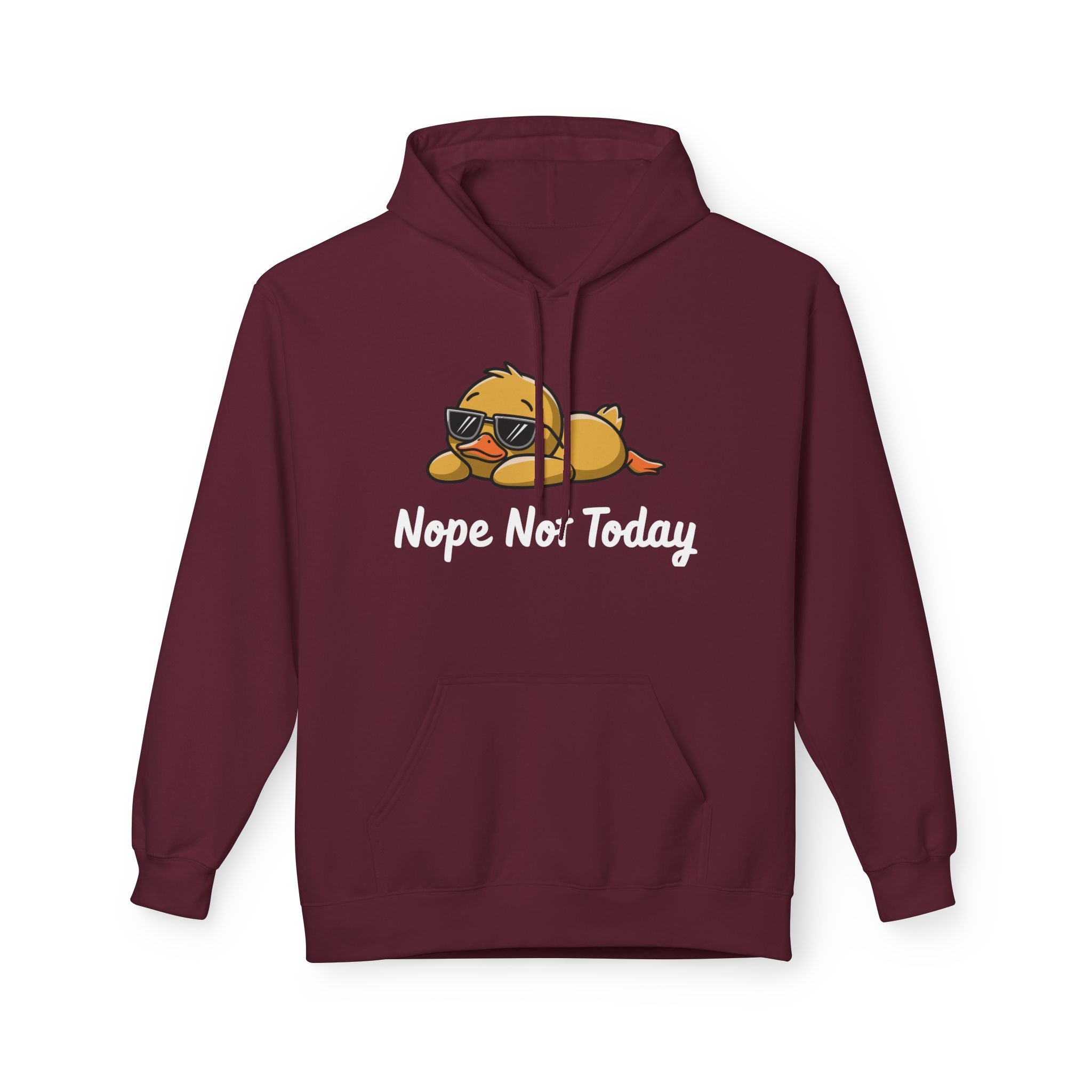 Funny Duck Graphic Hoodie – “Nope. Not Today.” Lazy Animal Meme wear | Cute Duck Illustration Hoodie | Aesthetic Streetwear