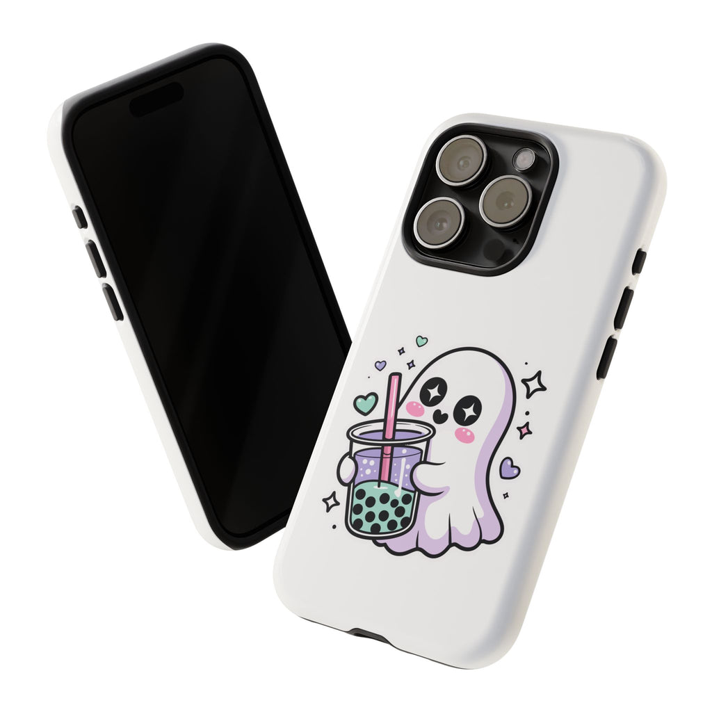 Cute Ghost Boba Phone Case – Kawaii Bubble Tea Ghost Cover | Spooky Cute Aesthetic Case