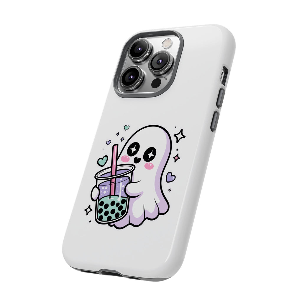 Cute Ghost Boba Phone Case – Kawaii Bubble Tea Ghost Cover | Spooky Cute Aesthetic Case